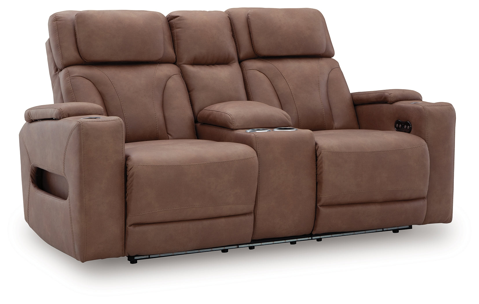 Clean-Slate Caramel Power Reclining Loveseat with Console - PC5010118