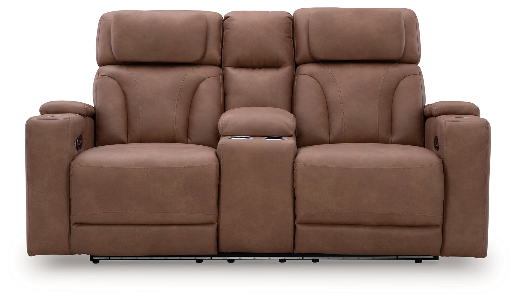 Clean-Slate Caramel Power Reclining Loveseat with Console - PC5010118