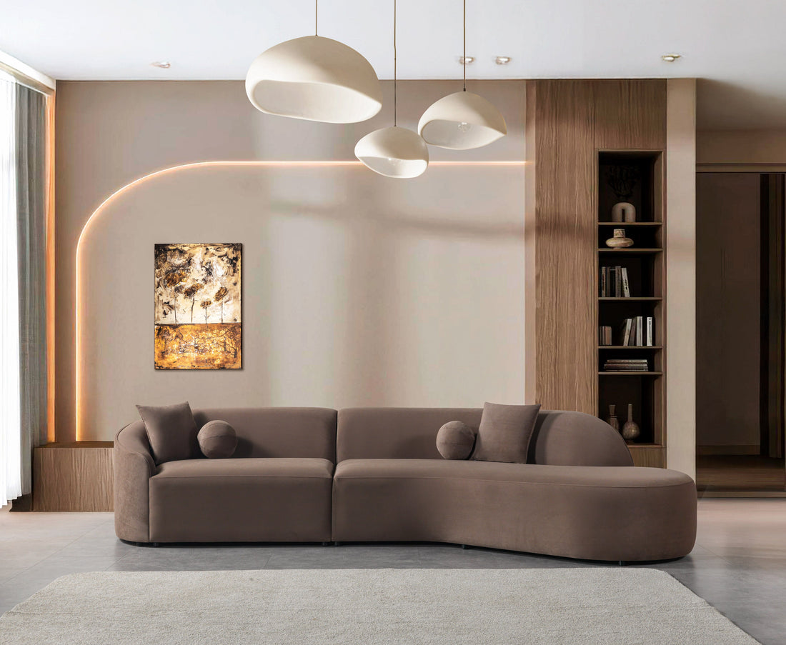 Cloe Coffee Velvet Curved 134" RAF Sectional - CLOECOFVL-SECRAF