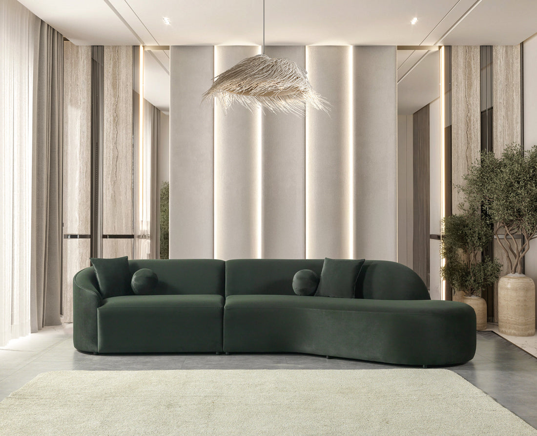Cloe Green Velvet Curved 134" RAF Sectional - CLOEGREENVL-SECRAF