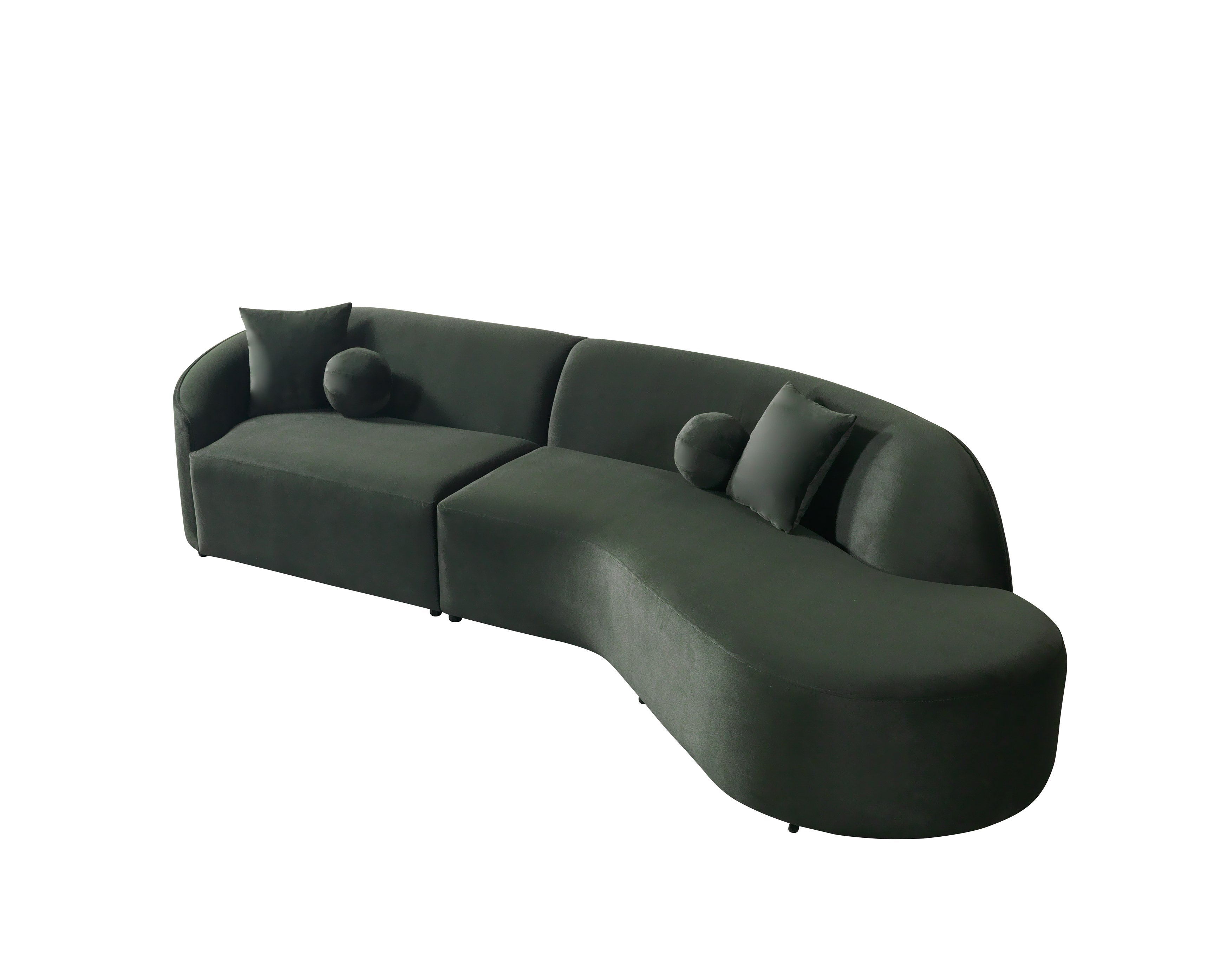 Cloe Green Velvet Curved 134" RAF Sectional - CLOEGREENVL-SECRAF