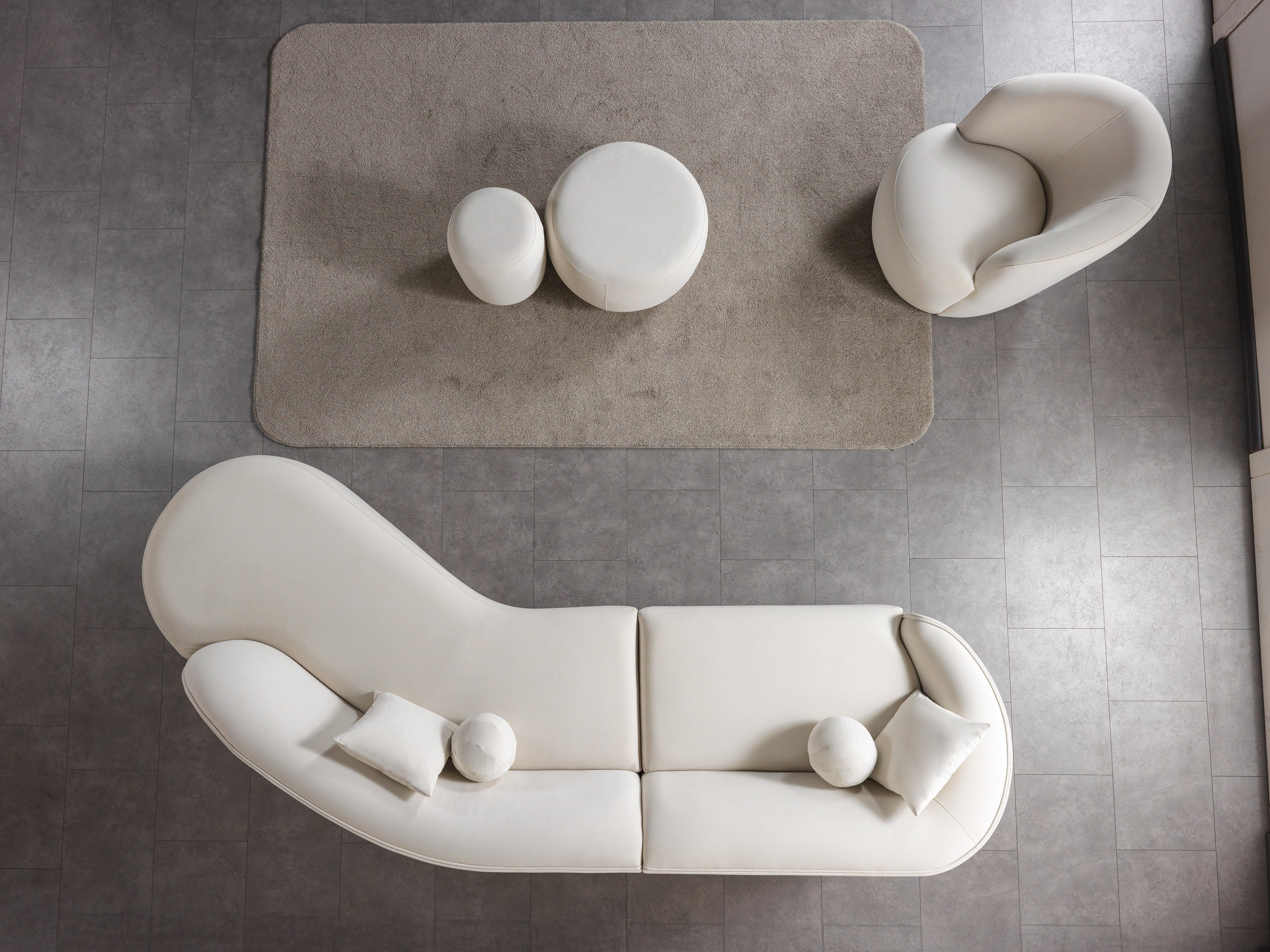 Cloe Ivory Velvet Curved 134" RAF Sectional - CLOEIVVL-SECRAF