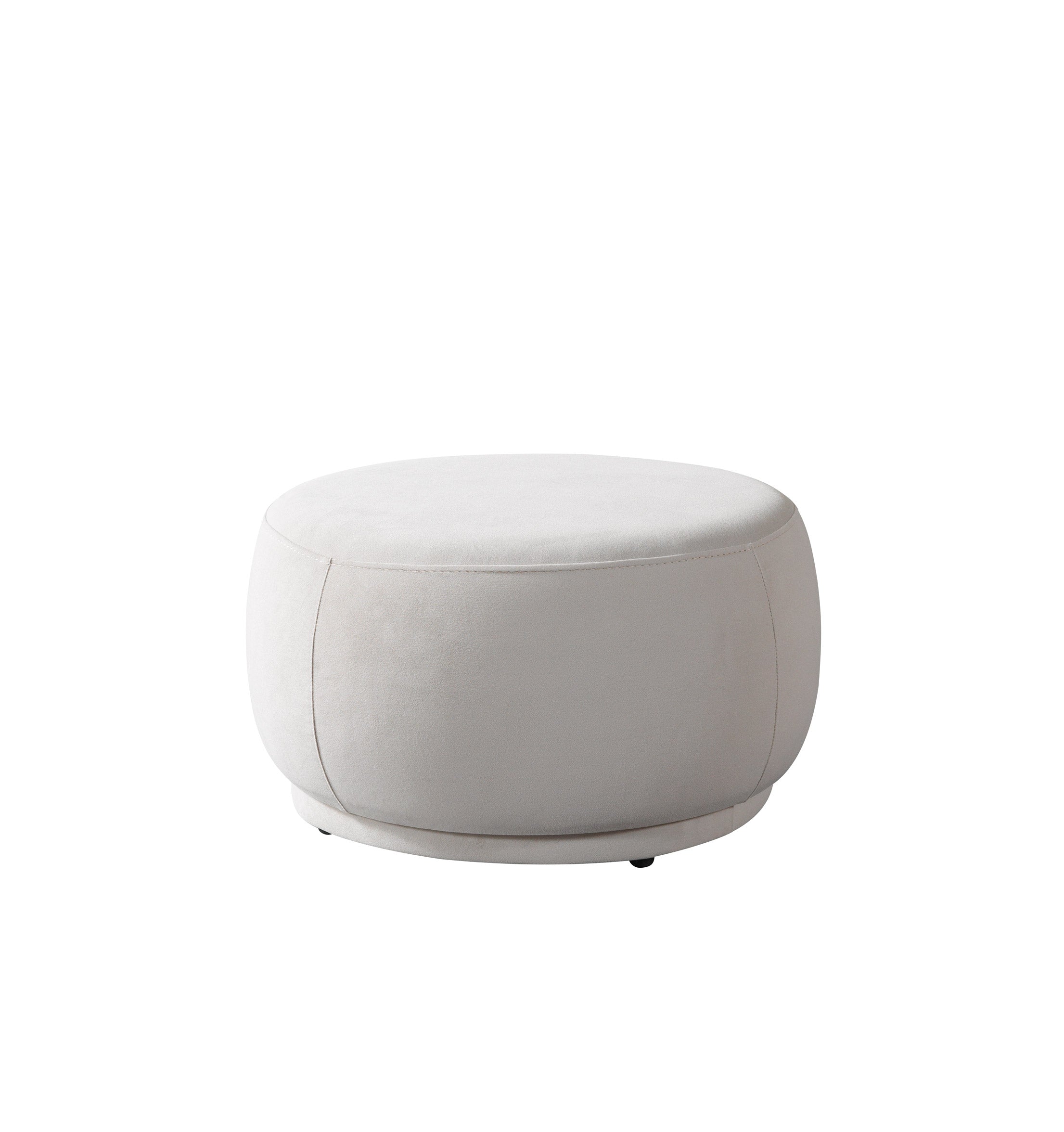 Cloe Ivory Velvet Round Ottoman - CLOEIVORYVL-OTT