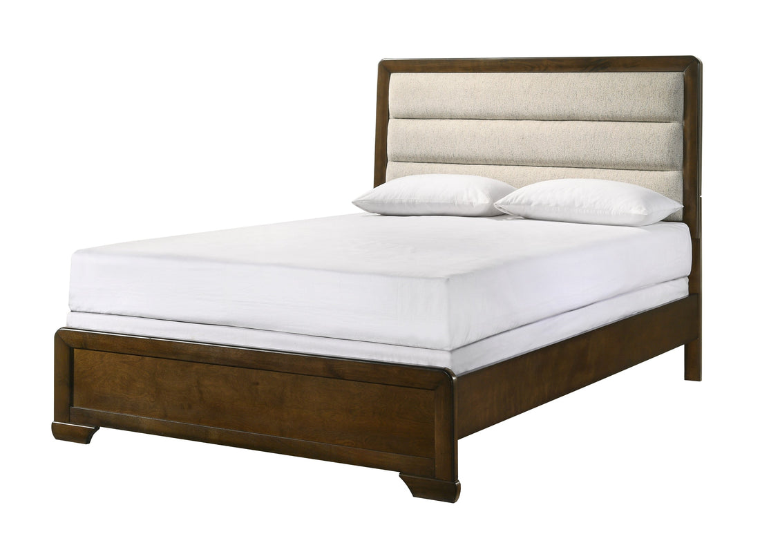 Coffield Brown Queen Upholstered Panel Bed - SET | B5530-Q-HBFB | B5530-KQ-RAIL