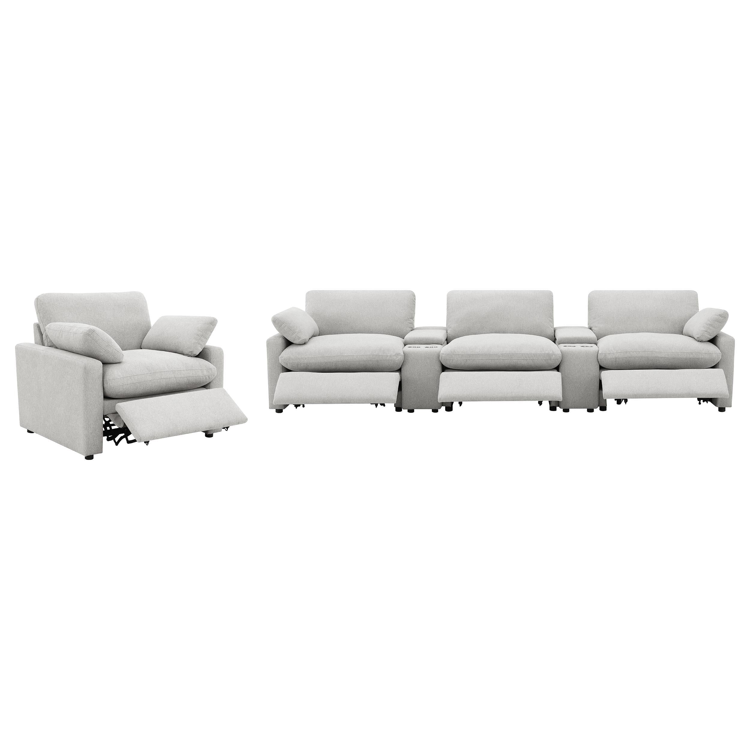 Collins 5-piece Power Reclining Home Theater Seating Grey - 609561PT