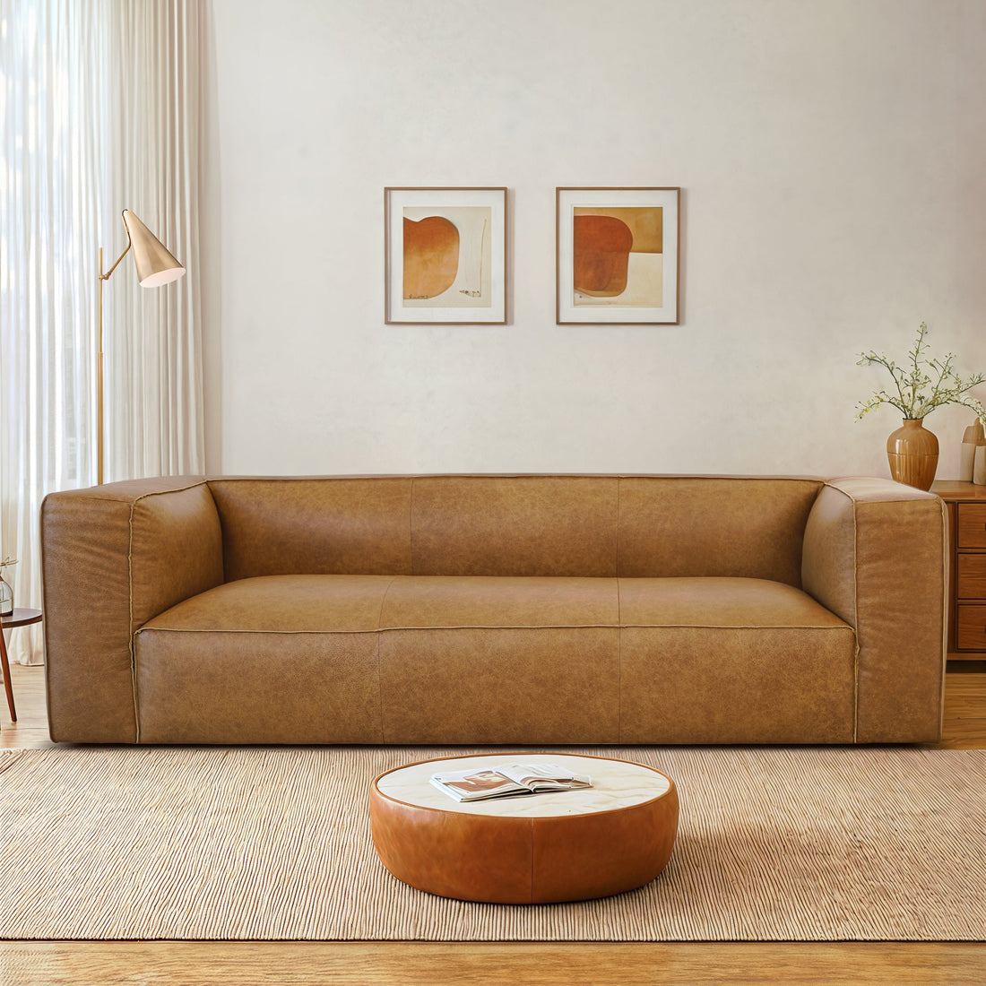 Colton Tan Leather Sofa - SOF00401401