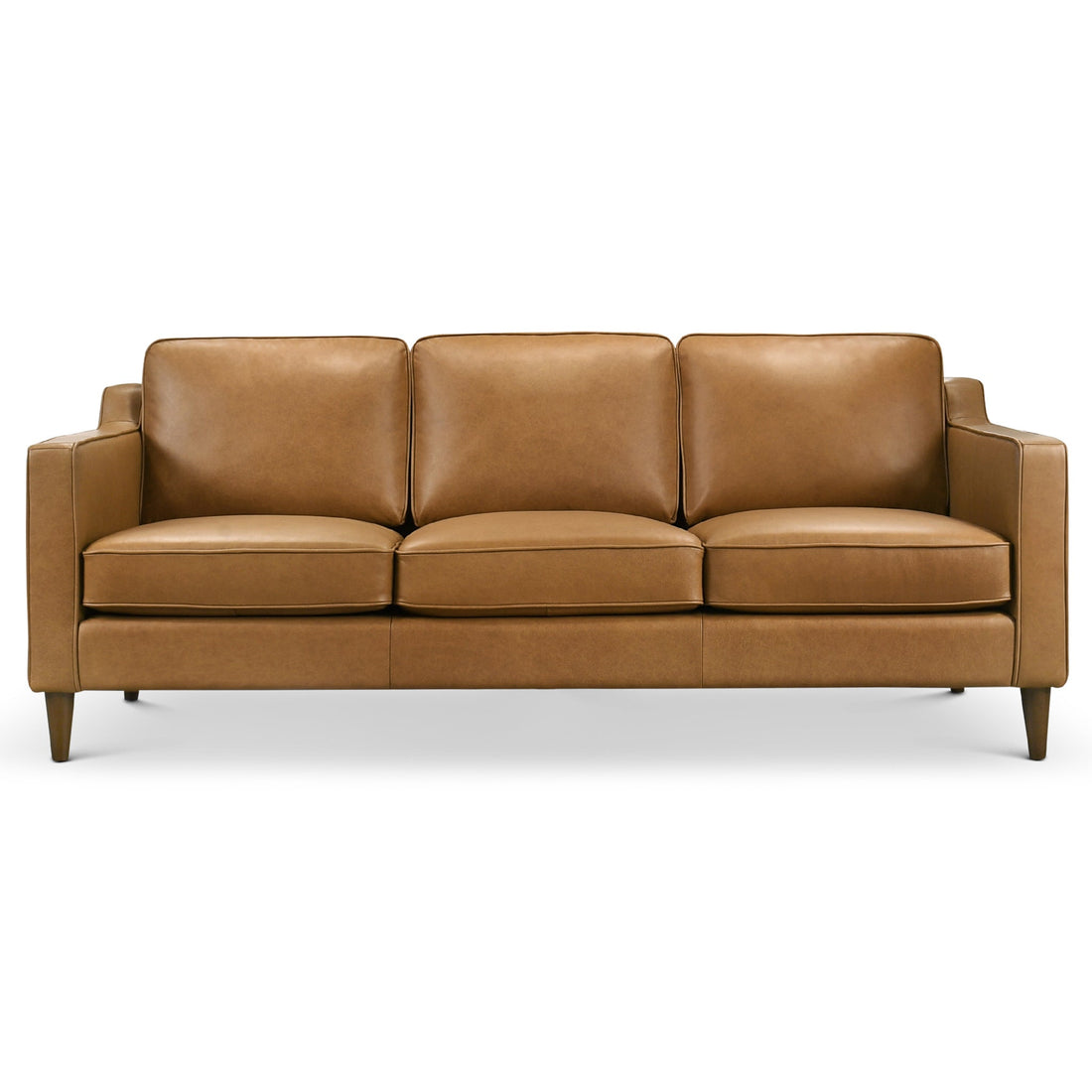 Cooper Mid Century Modern Tan Leather Sofa - SOF00402701