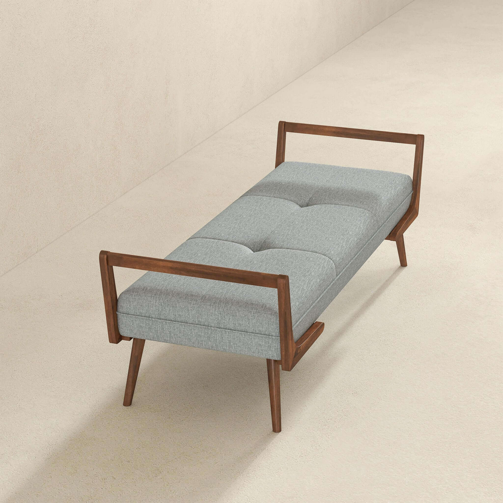 Cora Mid Century Modern Grey Fabric Bench - BEN00600301