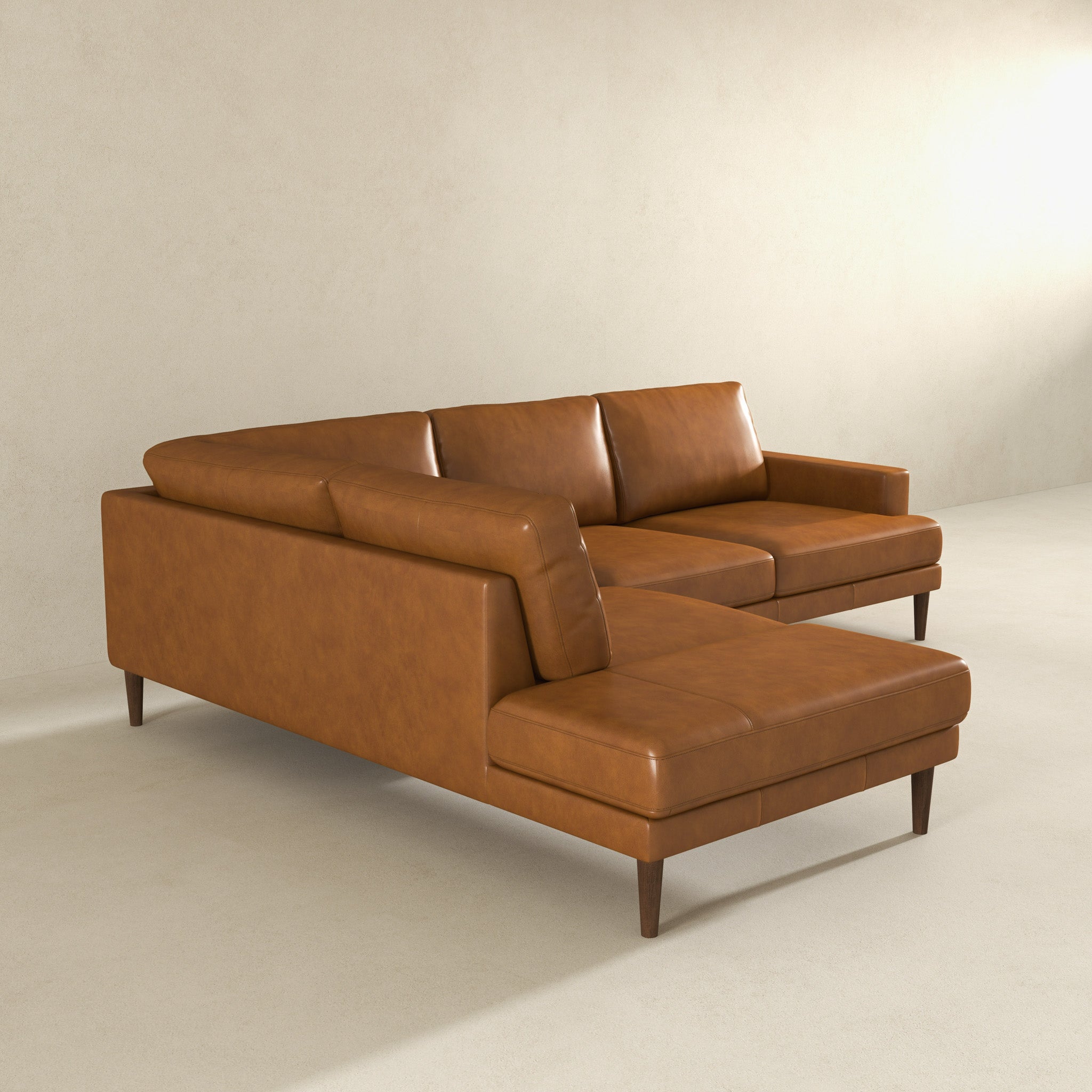 Corbin Left-Facing Tan Leather Sectional Sofa - SEC00402801