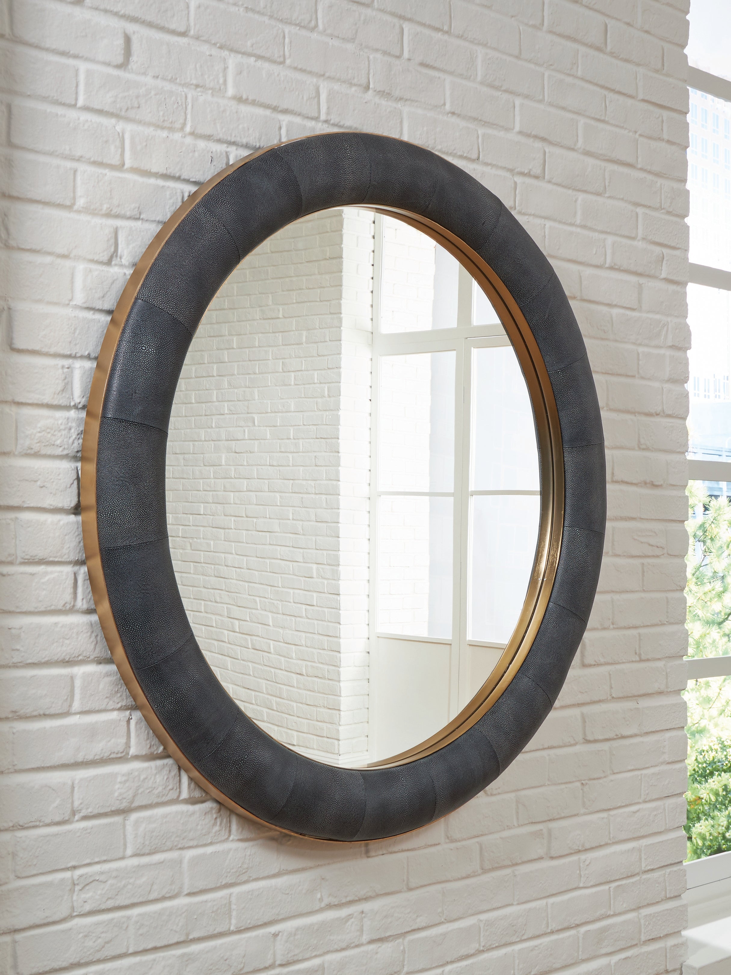 Corinsworth Charcoal/Brass Finish Accent Mirror - A8010456