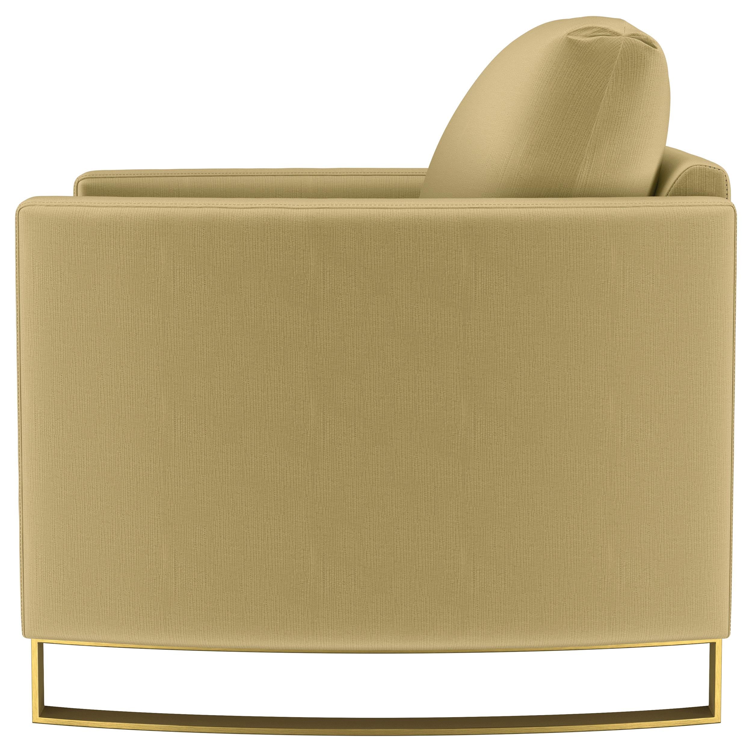 Corliss Velvet Upholstered Curved Track Arm Chair Camel - 508826