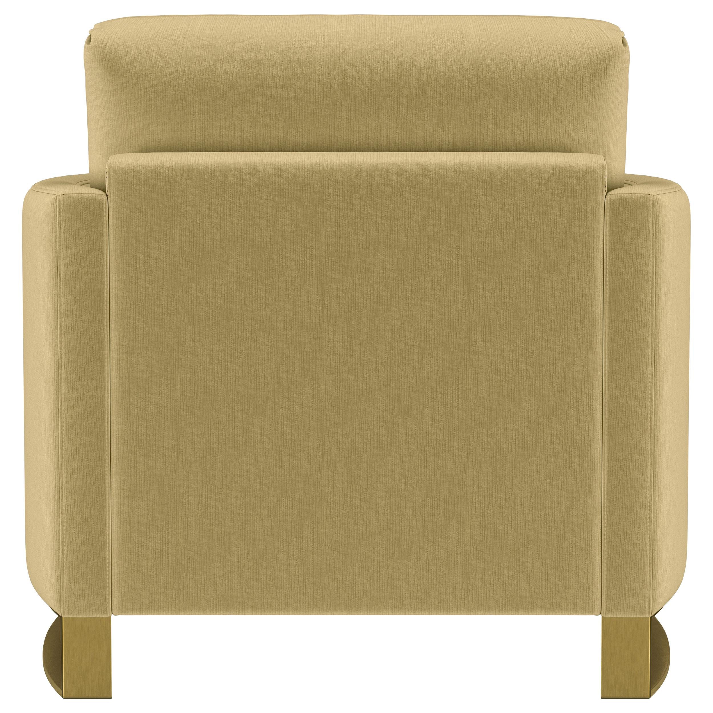 Corliss Velvet Upholstered Curved Track Arm Chair Camel - 508826