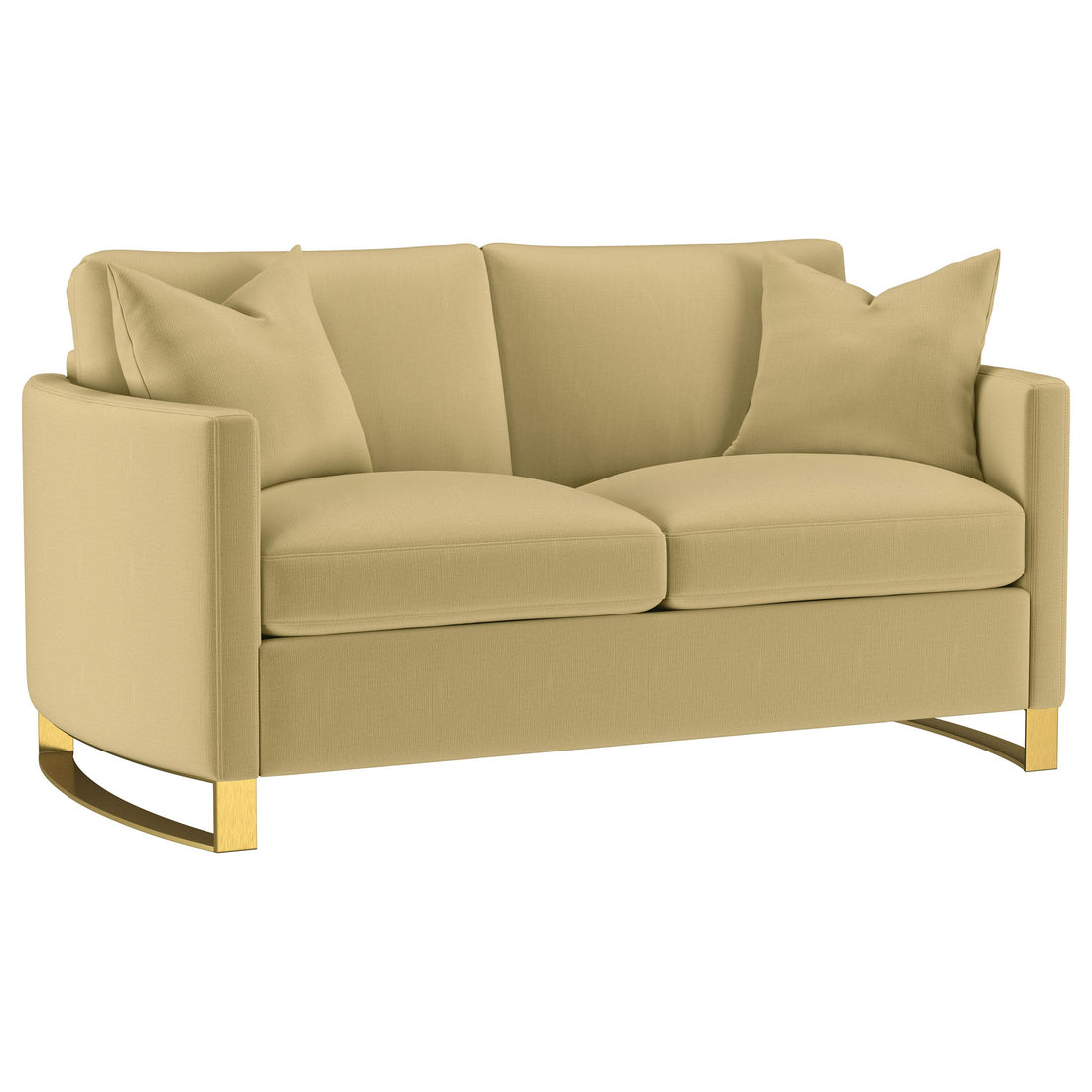 Corliss Velvet Upholstered Curved Track Arm Loveseat Camel - 508825