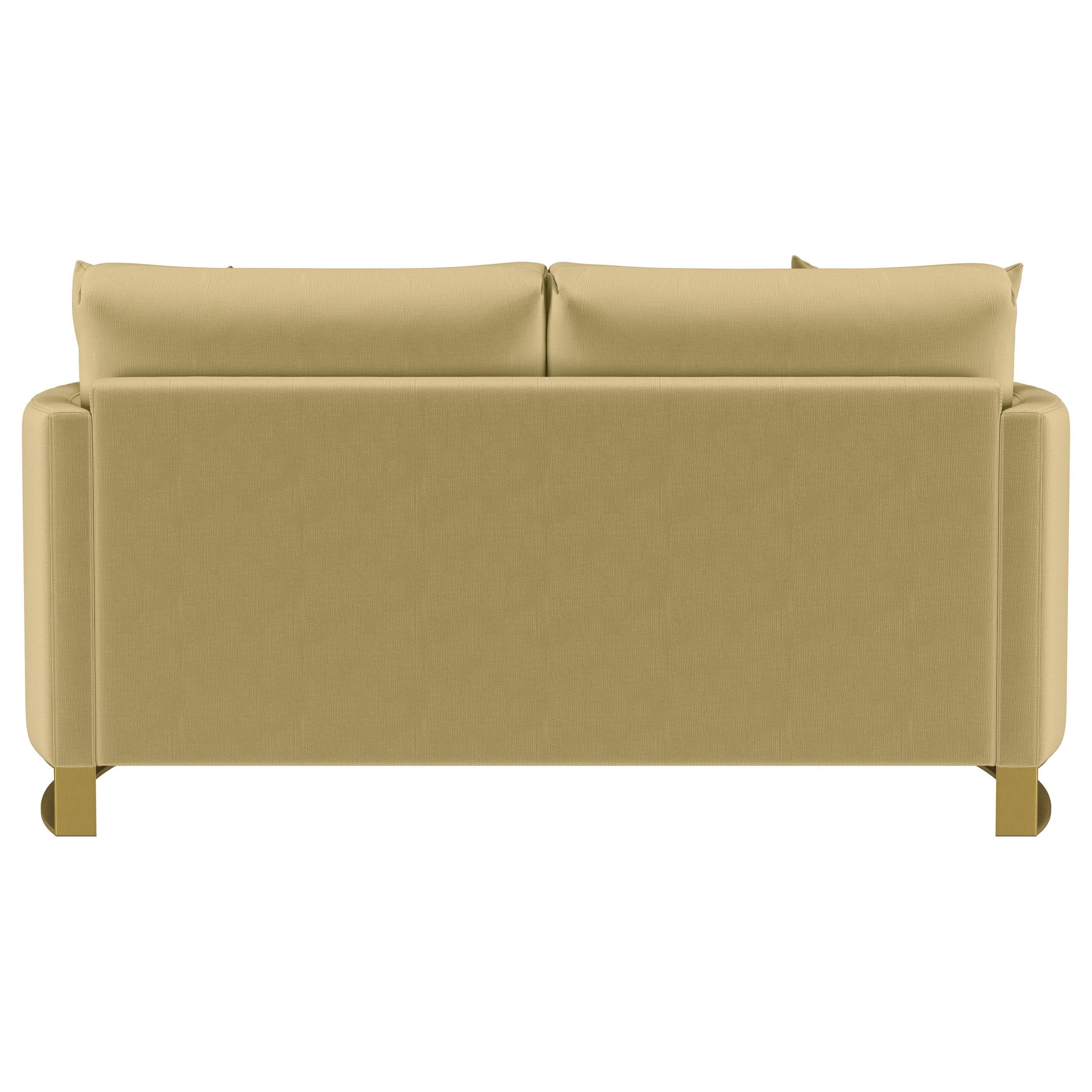 Corliss Velvet Upholstered Curved Track Arm Loveseat Camel - 508825