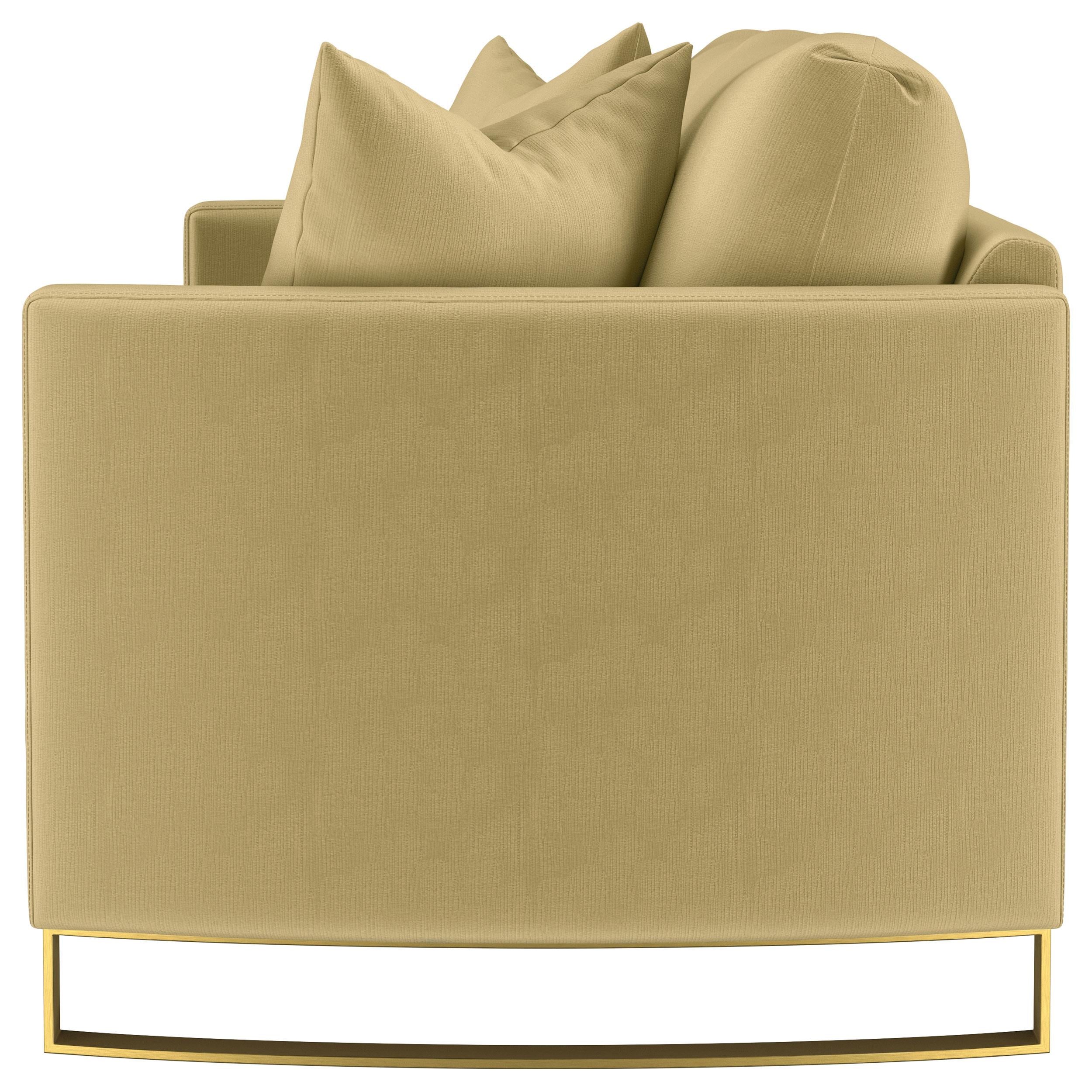 Corliss Velvet Upholstered Curved Track Arm Sofa Camel - 508824