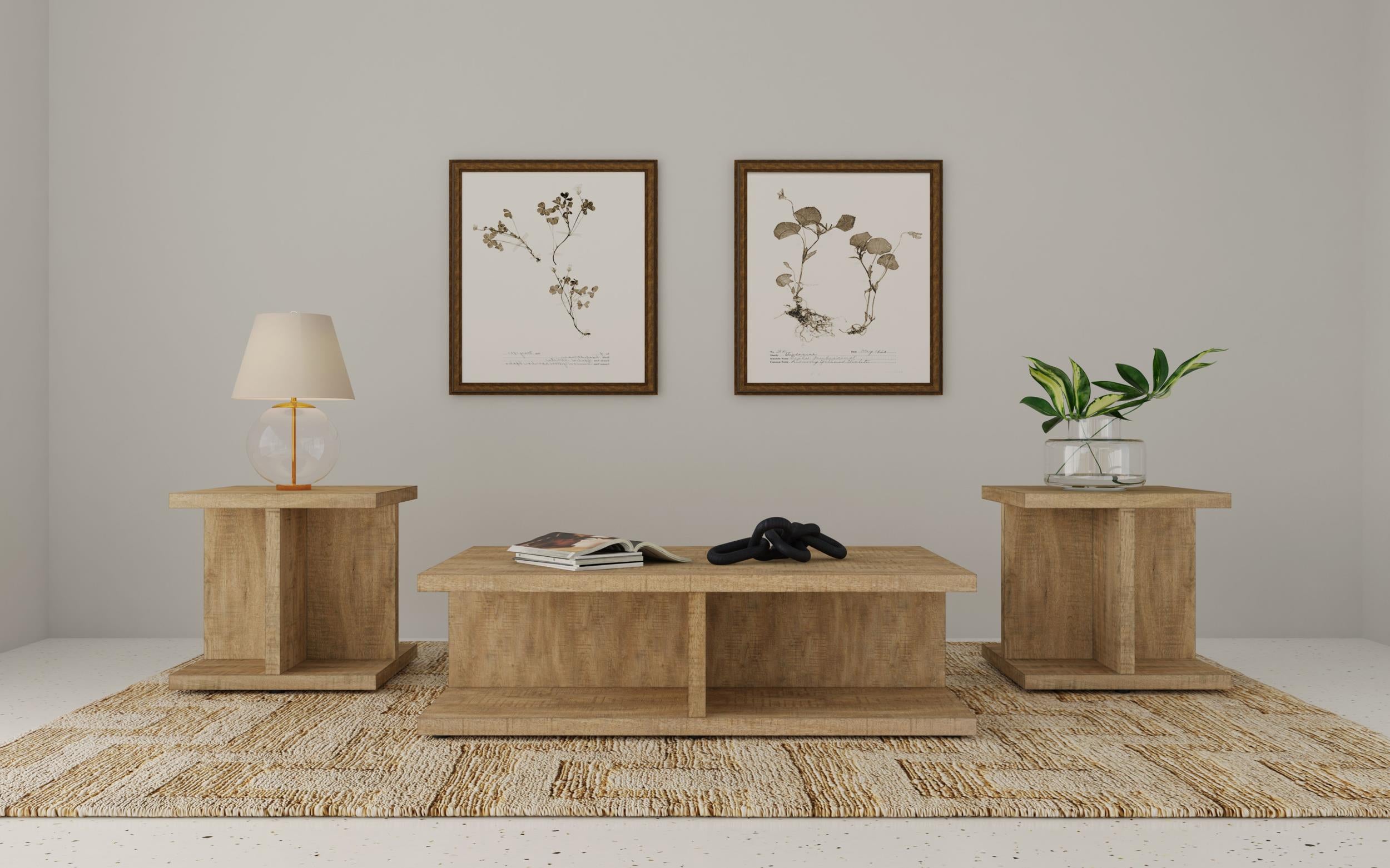 Cortona 3-piece Coffee and End Table Set Mango - 706178-S3