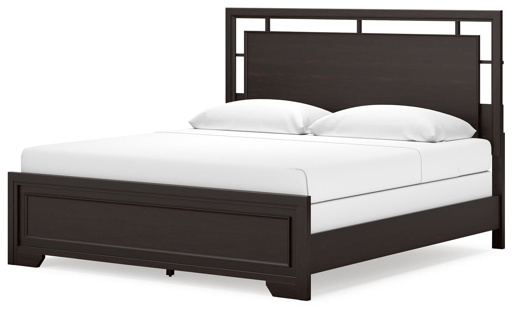 Covetown King Panel Bed with Mirrored Dresser and 2 Nightstands in Dark Brown from Ashley - Luna Furniture