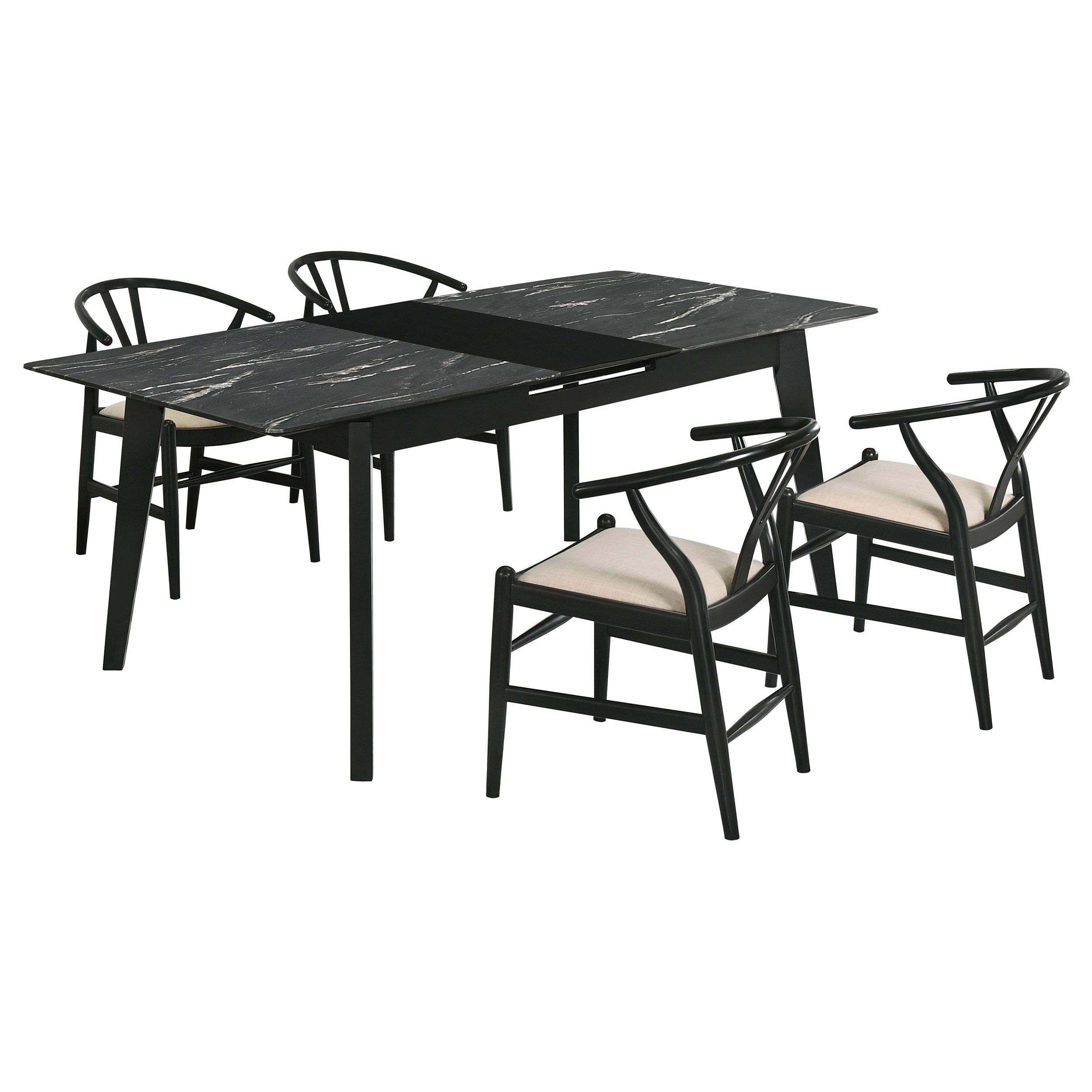 Crestmont 5-piece Extension Leaf Dining Table Set Black - 121251-S5