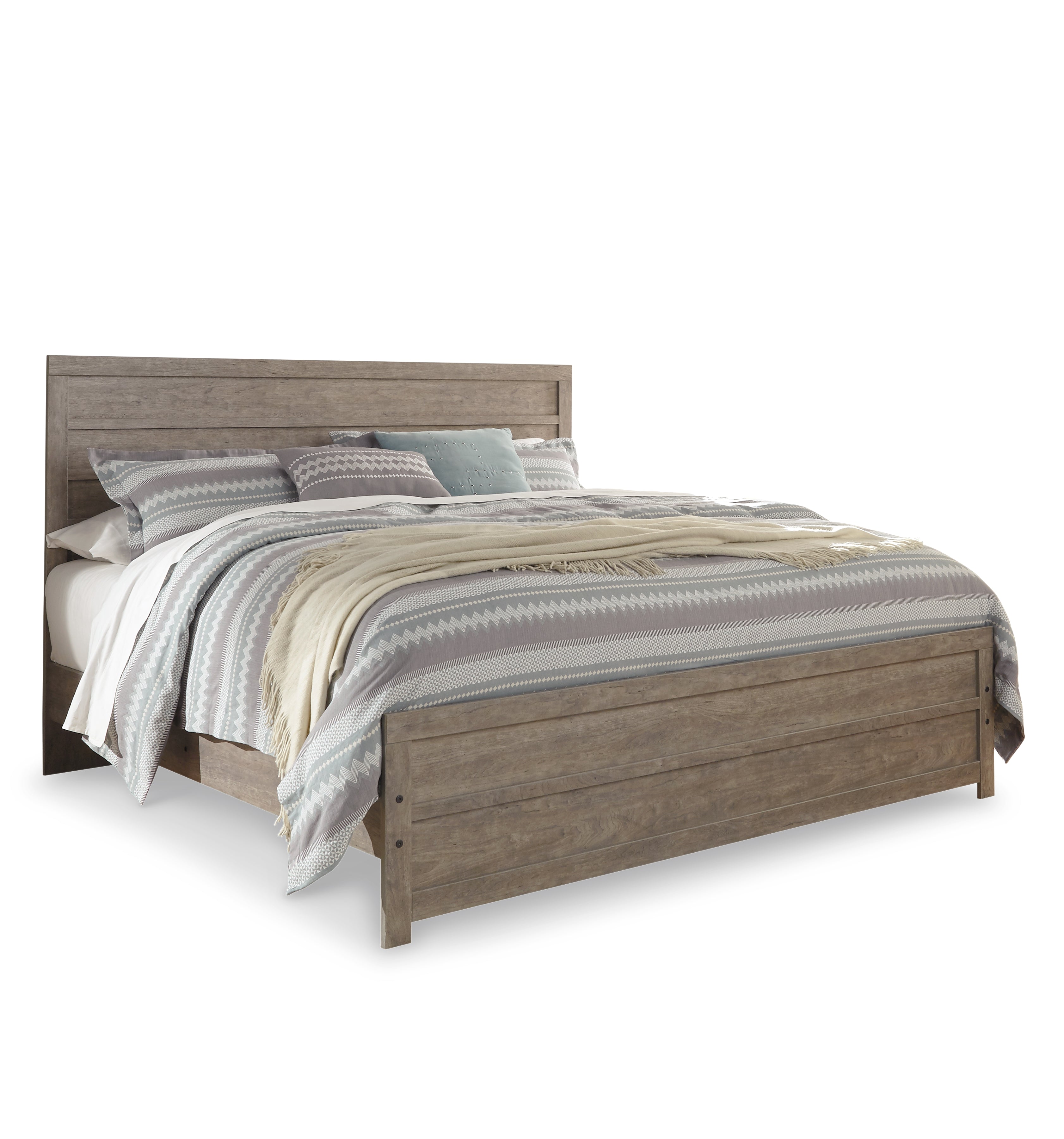 Culverbach King Panel Bed with 2 Nightstands in Gray - PKG012198