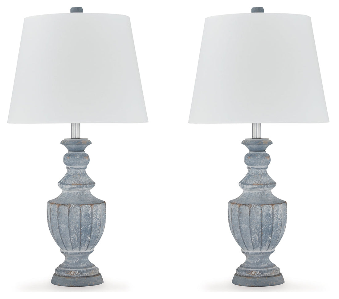 Cylerick 2-Piece Table Lamp Set in Antique Blue - PKG016438