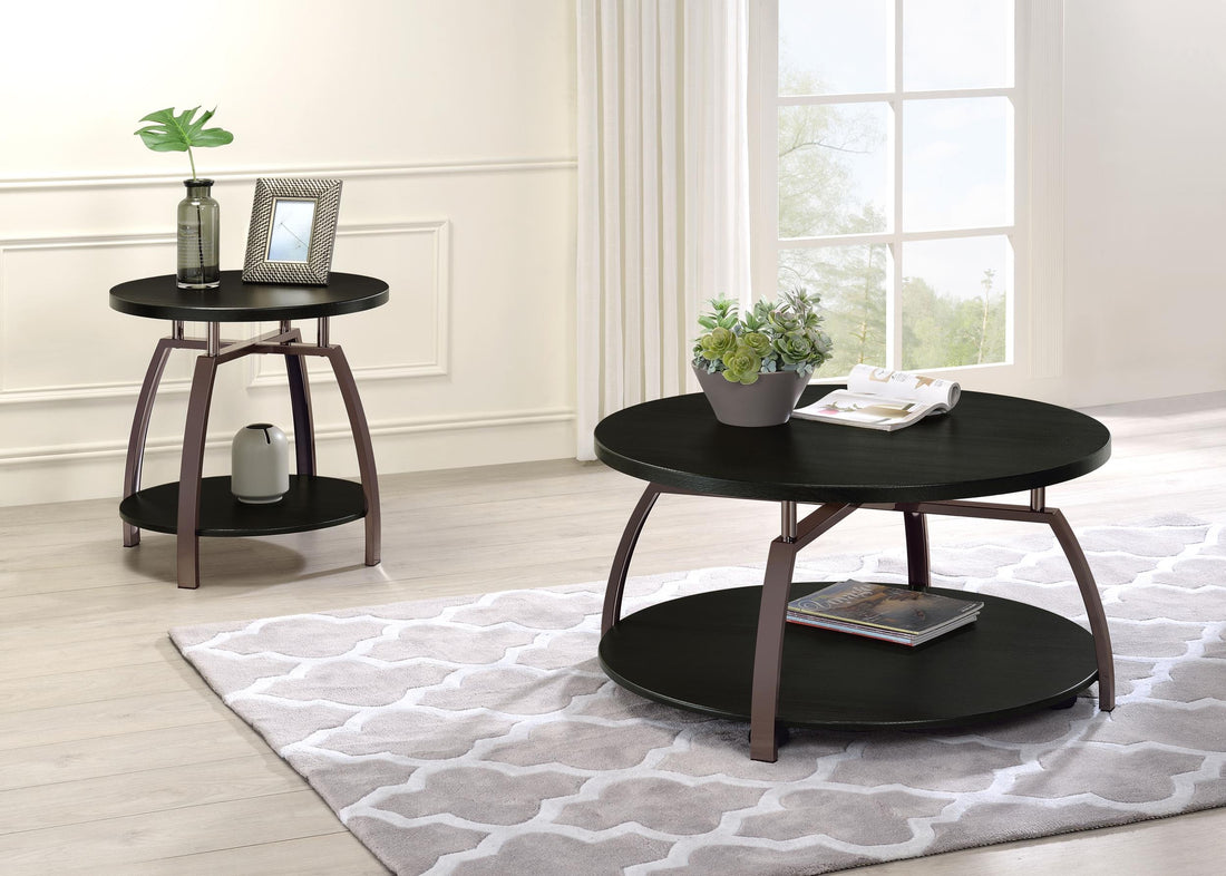 Dacre 2-piece Round Coffee and End Table Set Dark Charcoal - 722208-S2