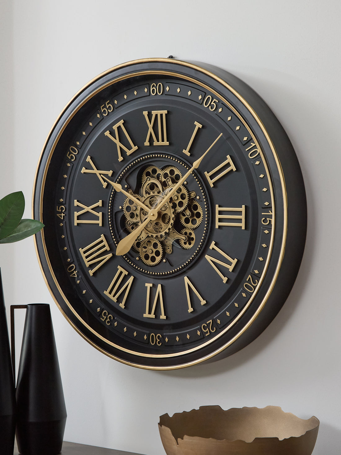 Dairton Black/Gold Finish Wall Clock - A8010385
