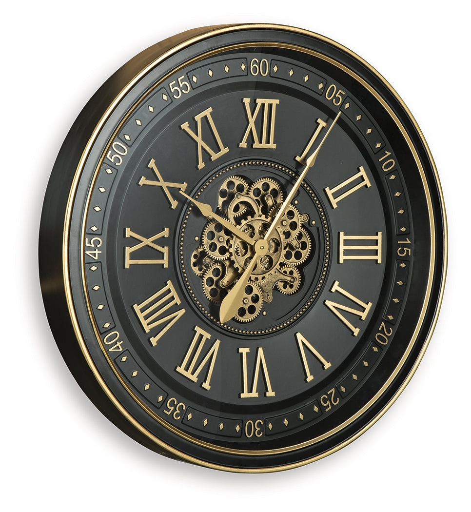 Dairton Black/Gold Finish Wall Clock - A8010385