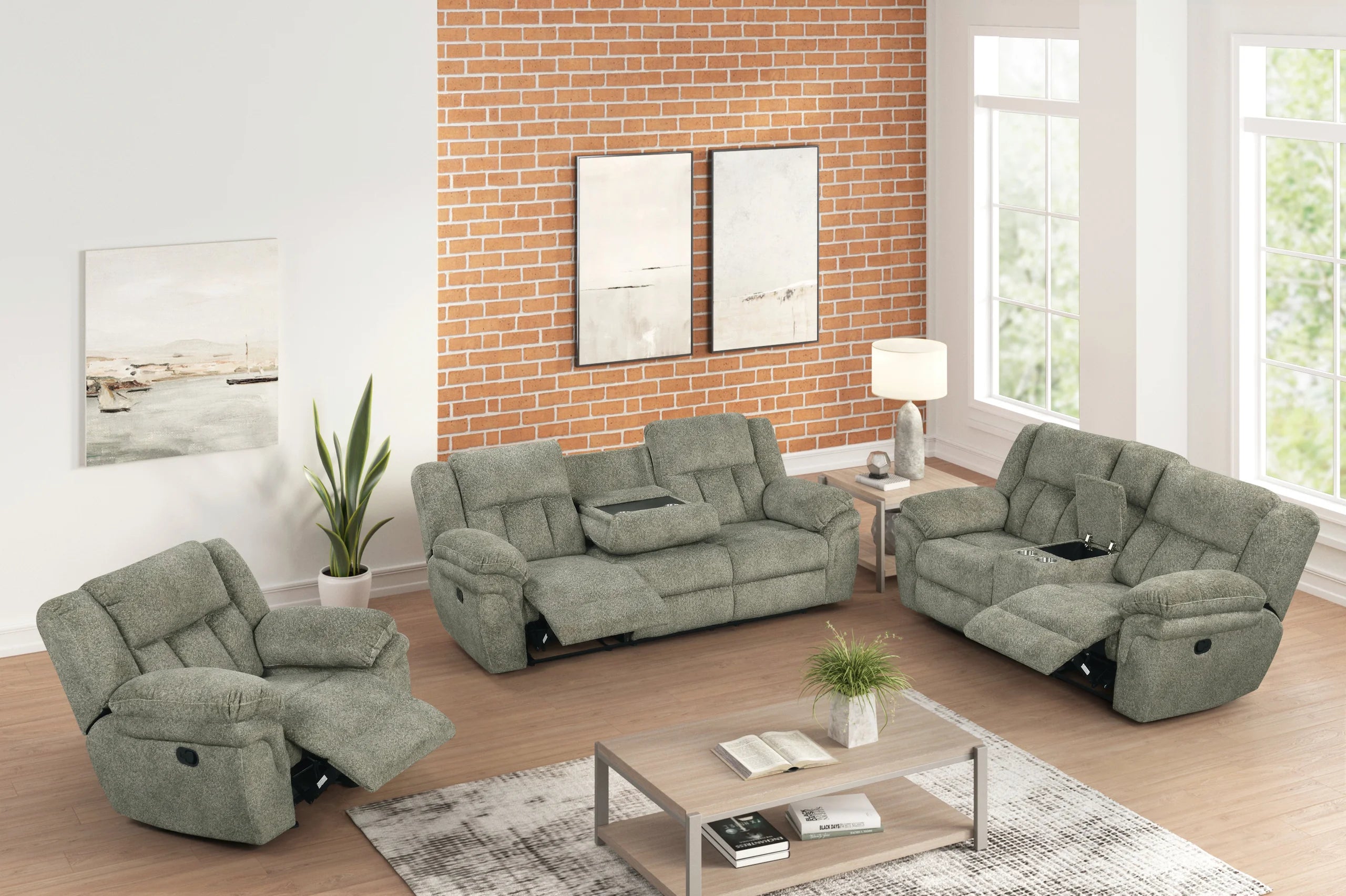 Dallas Sage- 3PC Reclining Set CLOSEOUT SPECIAL - Dallas Sage 3PC