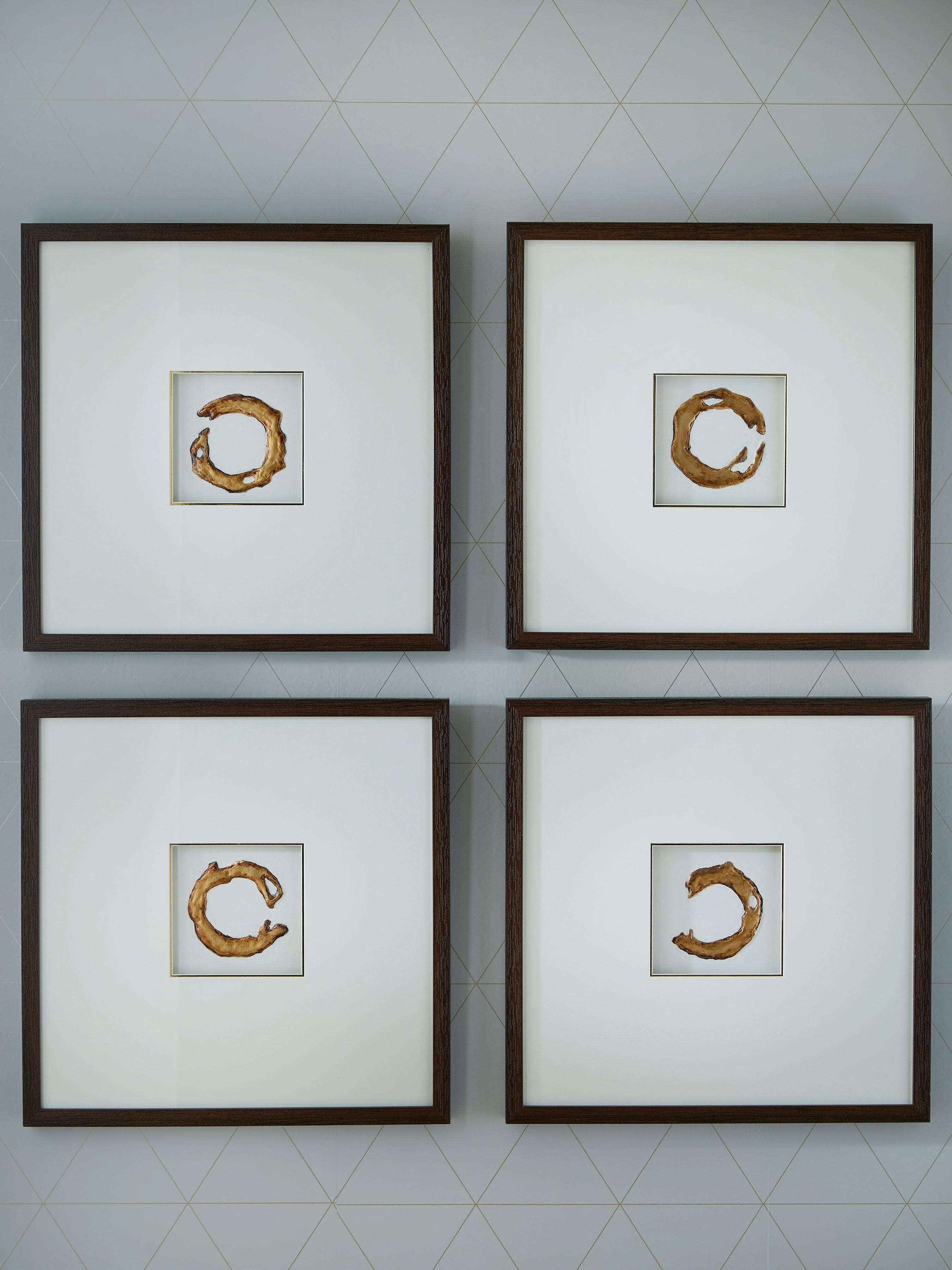 Dallbourne White/Gold Finish Wall Art (Set of 4) - A8000491