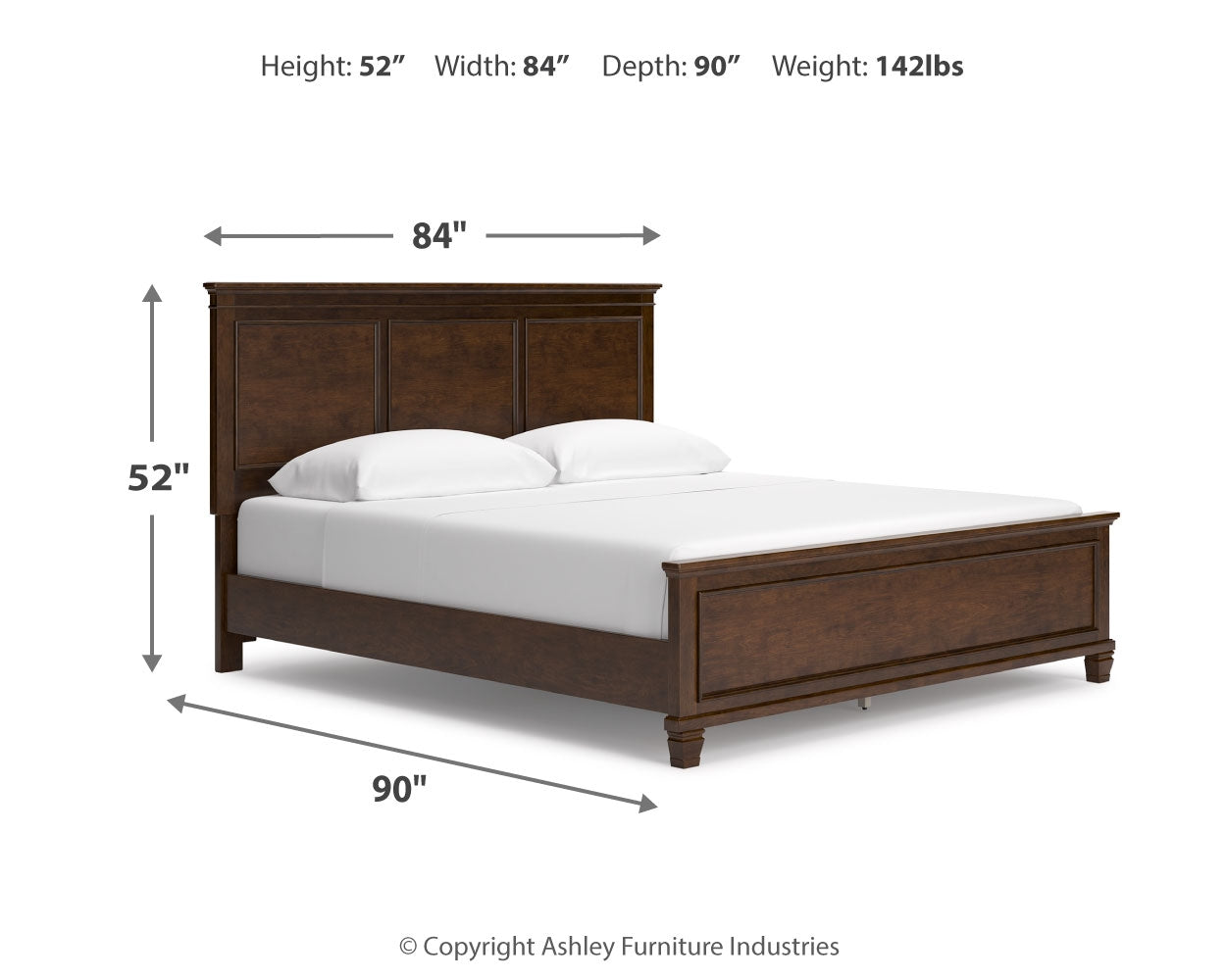 Danabrin California King Panel Bed with Mirrored Dresser and Chest in Brown - PKG015191