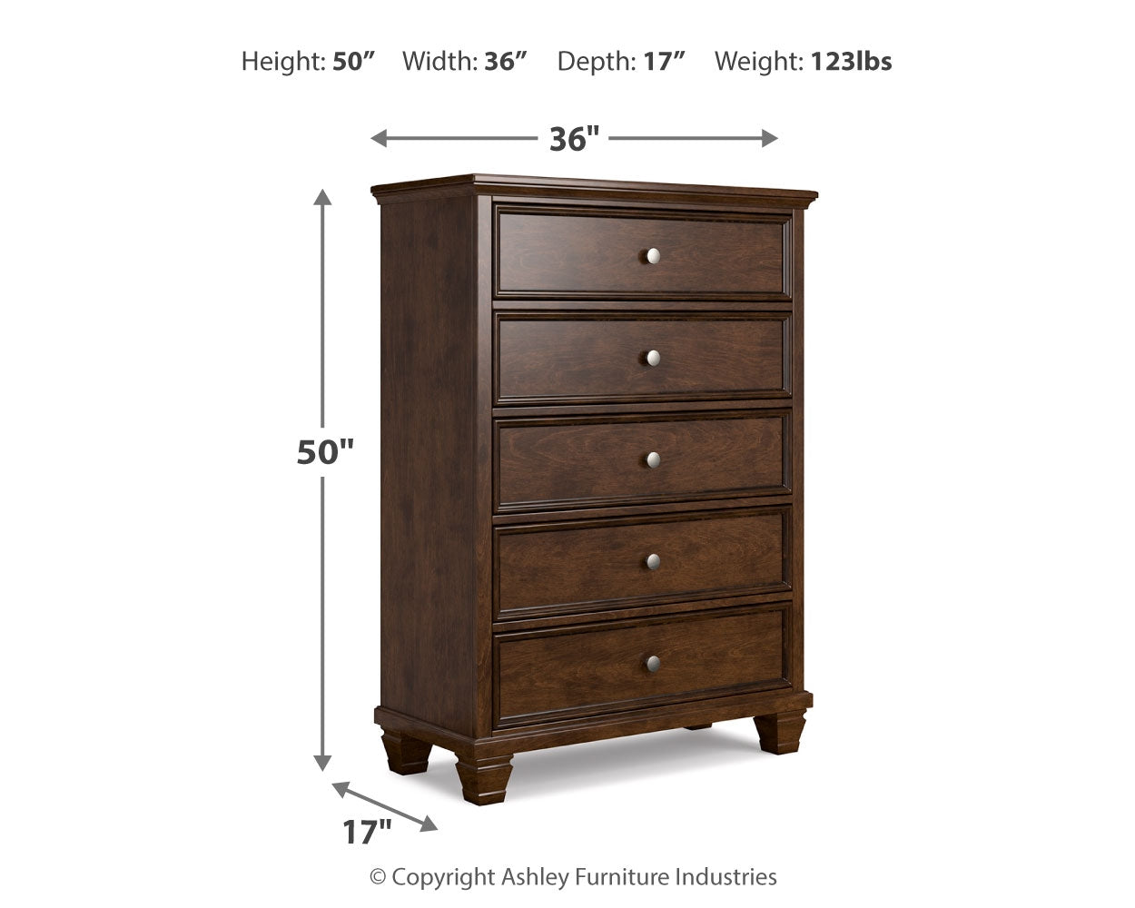 Danabrin California King Panel Bed with Mirrored Dresser and Chest in Brown - PKG015191