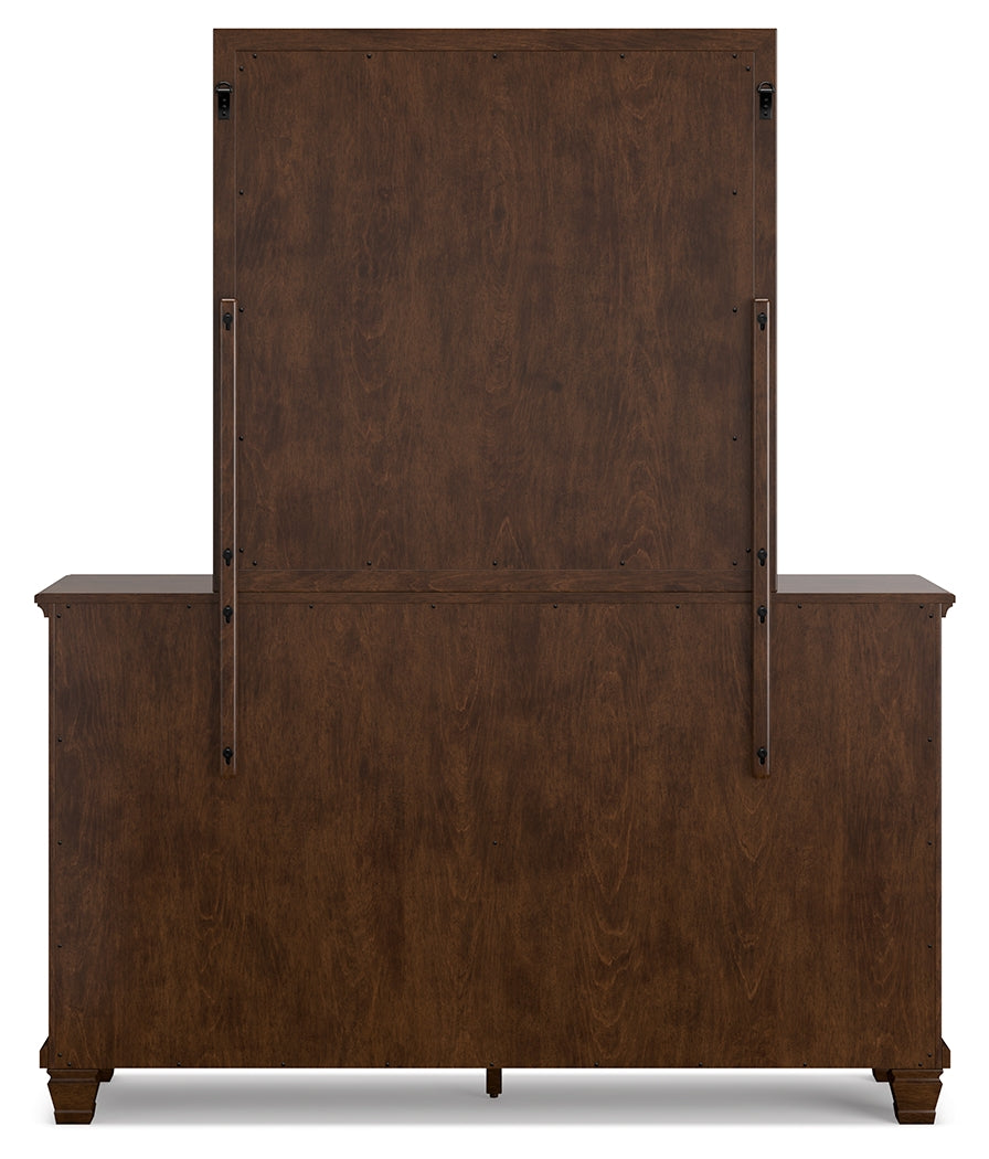 Danabrin Full Panel Bed with Mirrored Dresser and Chest in Brown - PKG015203