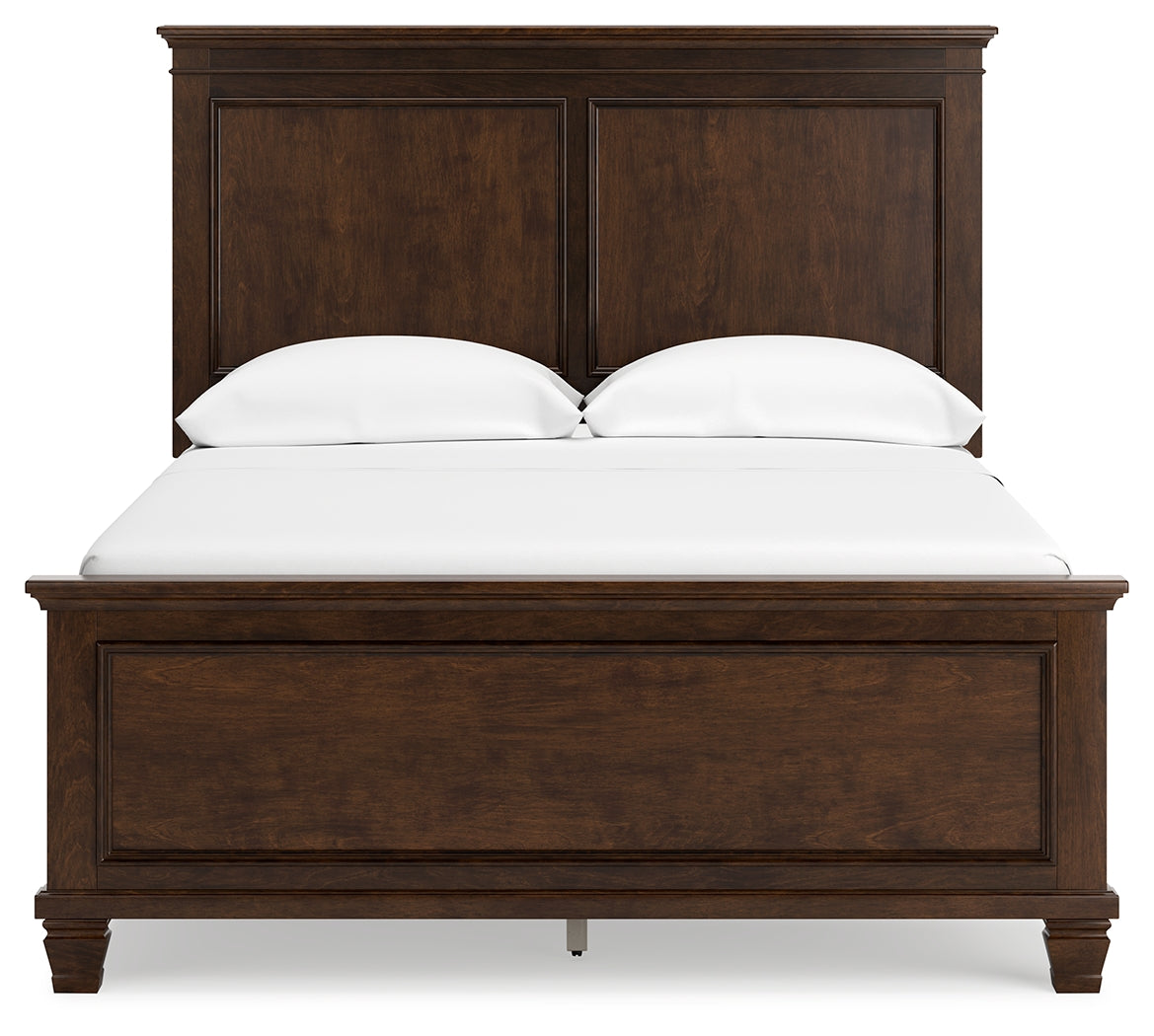 Danabrin Full Panel Bed with Mirrored Dresser and Chest in Brown - PKG015203