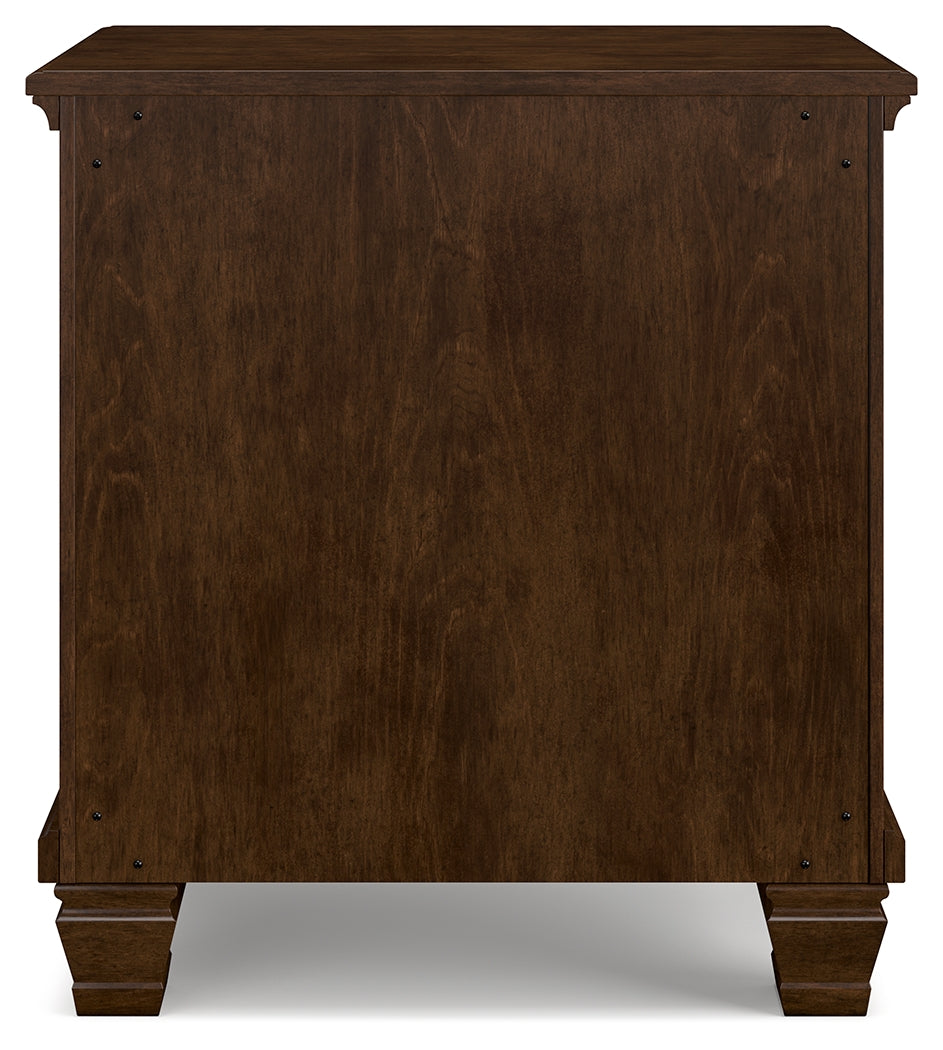 Danabrin Full Panel Bed with Mirrored Dresser and Nightstand in Brown - PKG015202