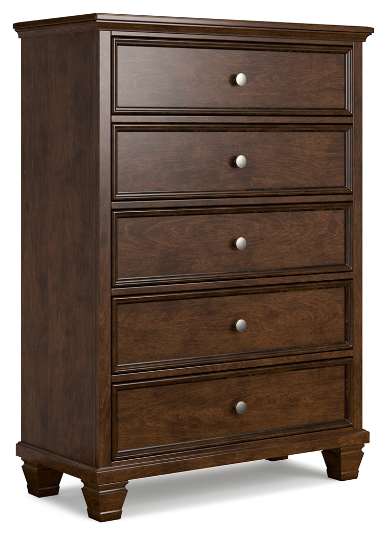 Danabrin Full Panel Bed with Mirrored Dresser, Chest and 2 Nightstands in Brown - PKG015201