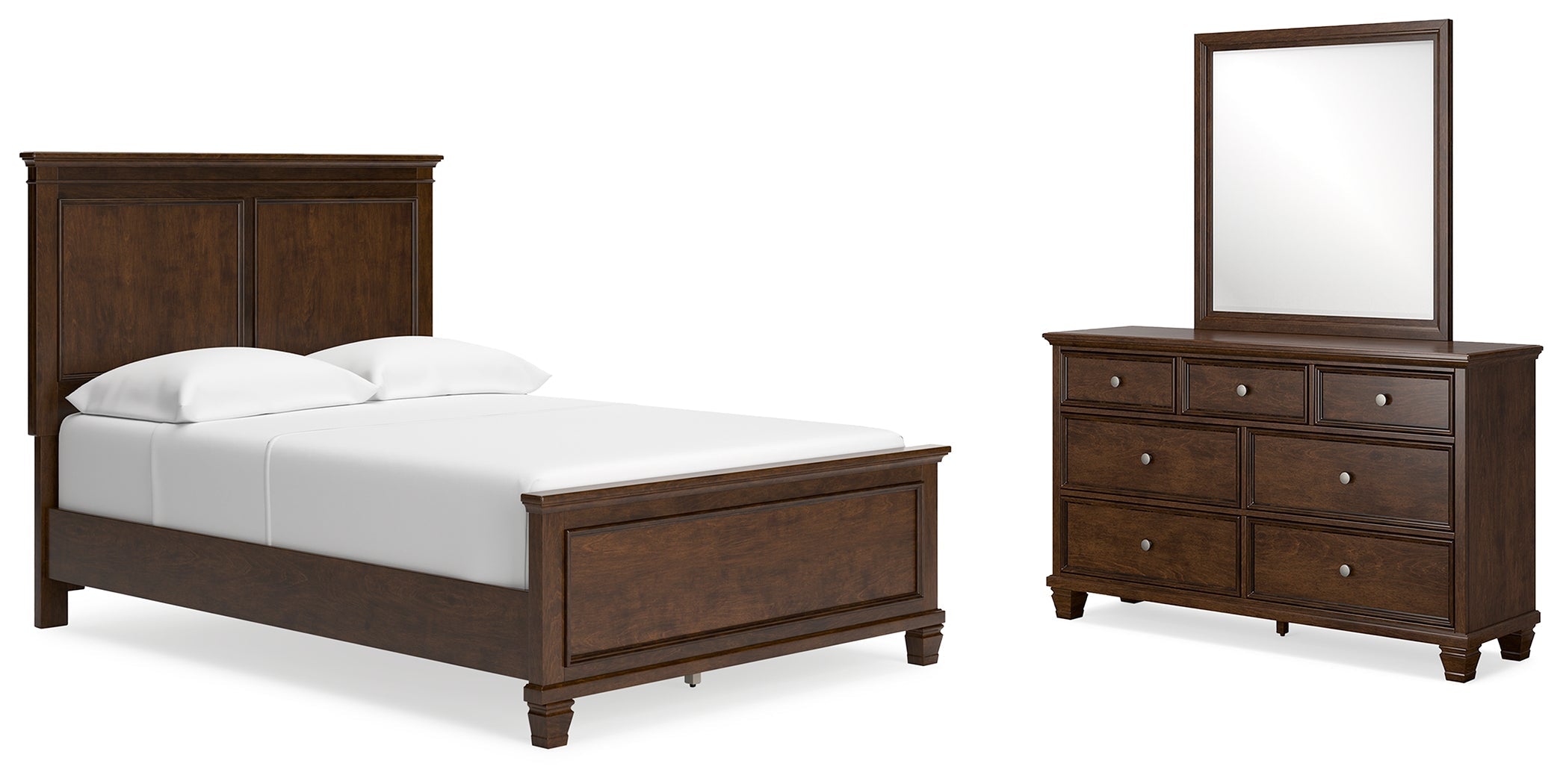 Danabrin Full Panel Bed with Mirrored Dresser in Brown - PKG015199