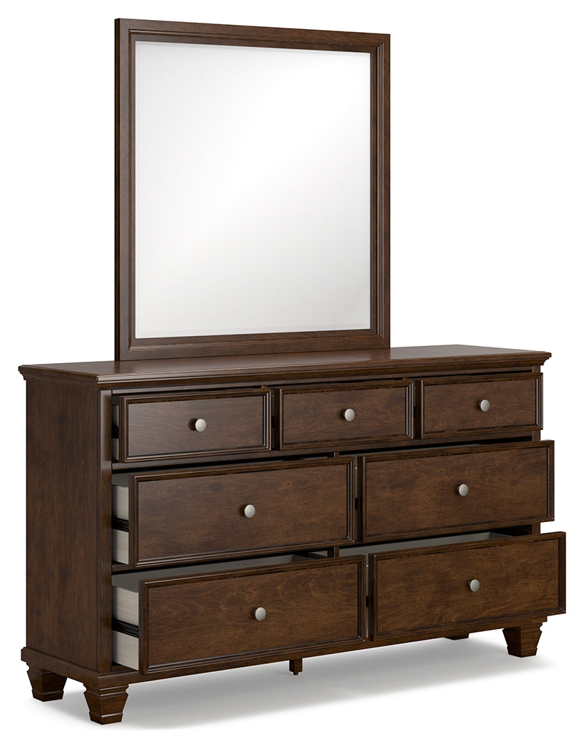 Danabrin King Panel Bed with Mirrored Dresser and Nightstand in Brown from Ashley - Luna Furniture