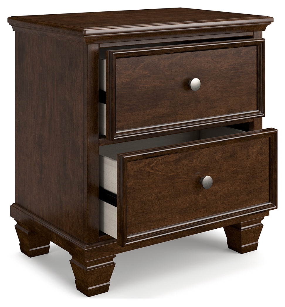 Danabrin Queen Panel Bed with Mirrored Dresser, Chest and 2 Nightstands in Brown - PKG015177