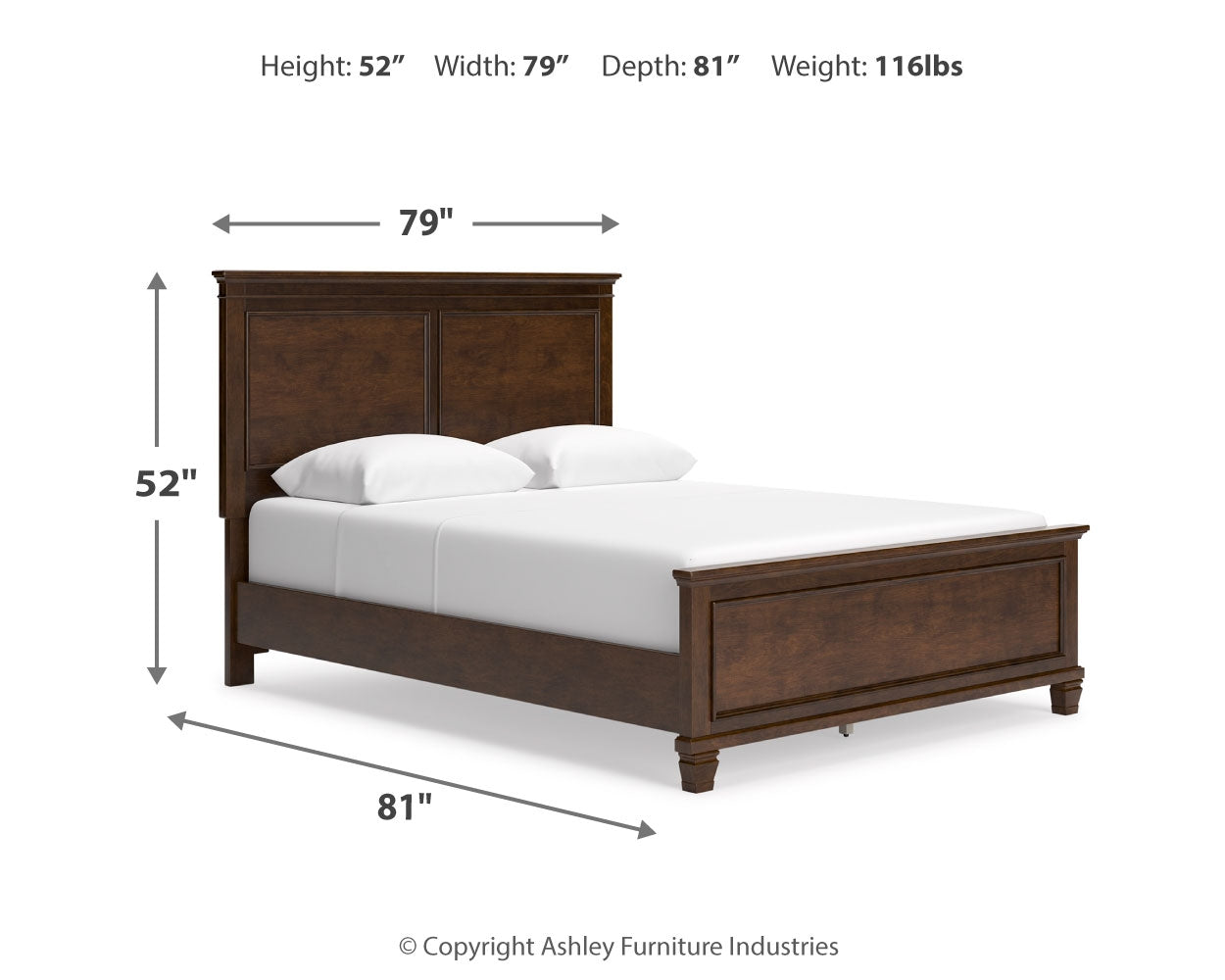 Danabrin Queen Panel Bed with Mirrored Dresser, Chest and 2 Nightstands in Brown - PKG015177