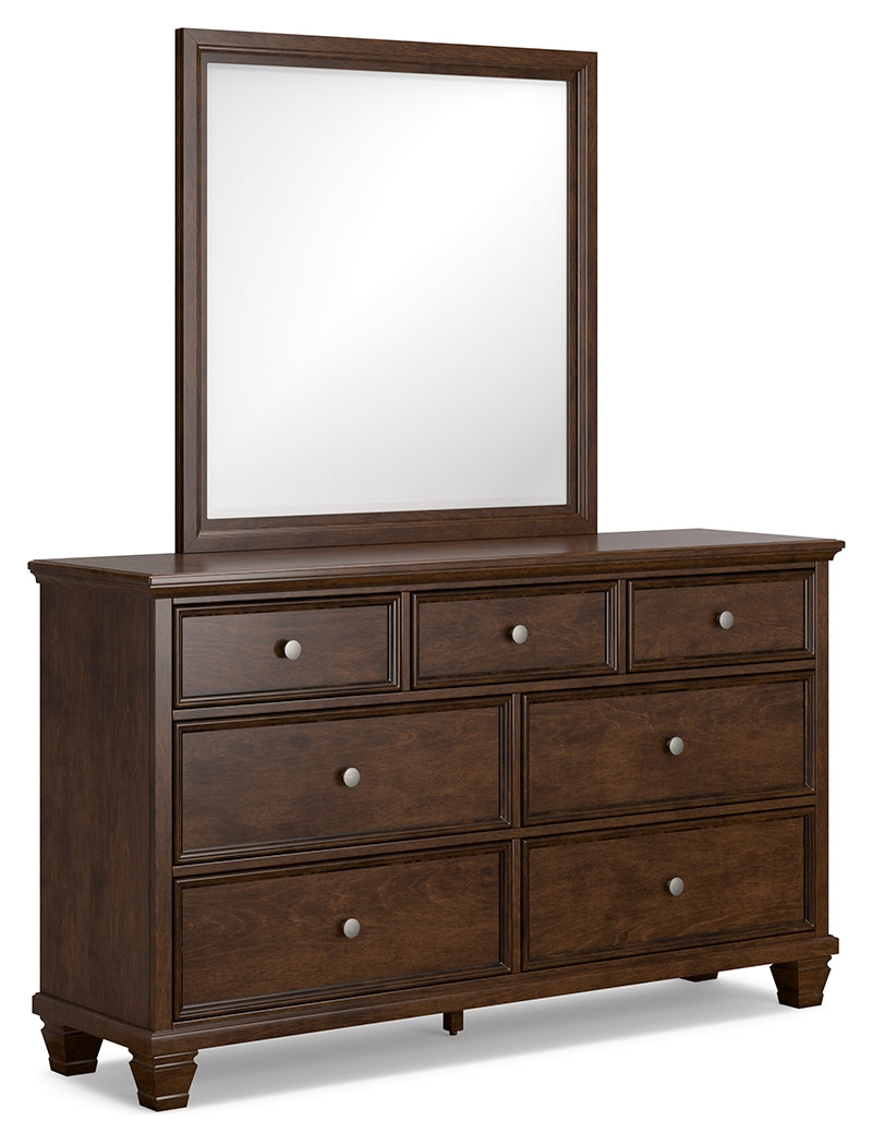 Danabrin Queen Panel Bed with Mirrored Dresser, Chest and Nightstand in Brown - PKG015180