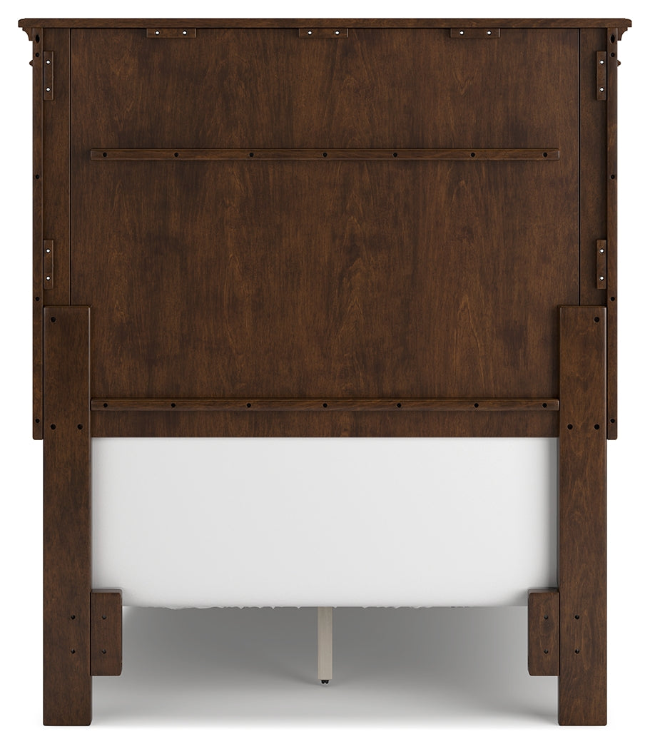 Danabrin Twin Panel Bed with Mirrored Dresser and Nightstand in Brown - PKG015196
