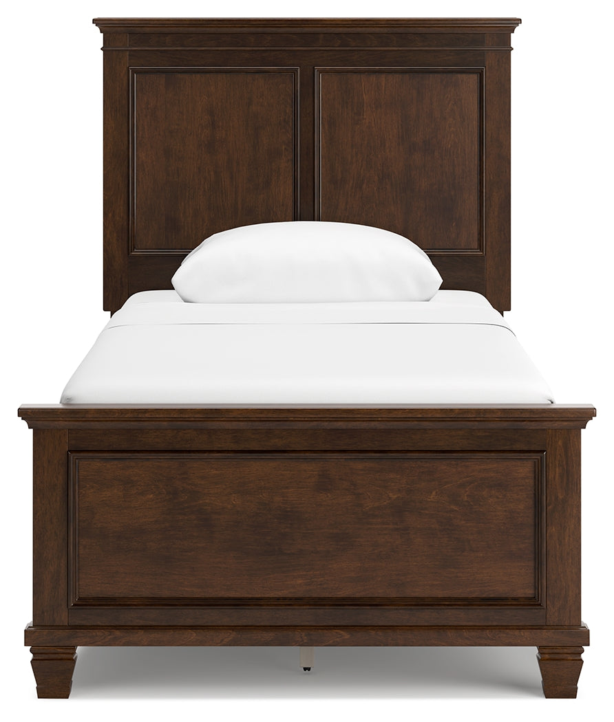 Danabrin Twin Panel Bed with Mirrored Dresser in Brown - PKG015193