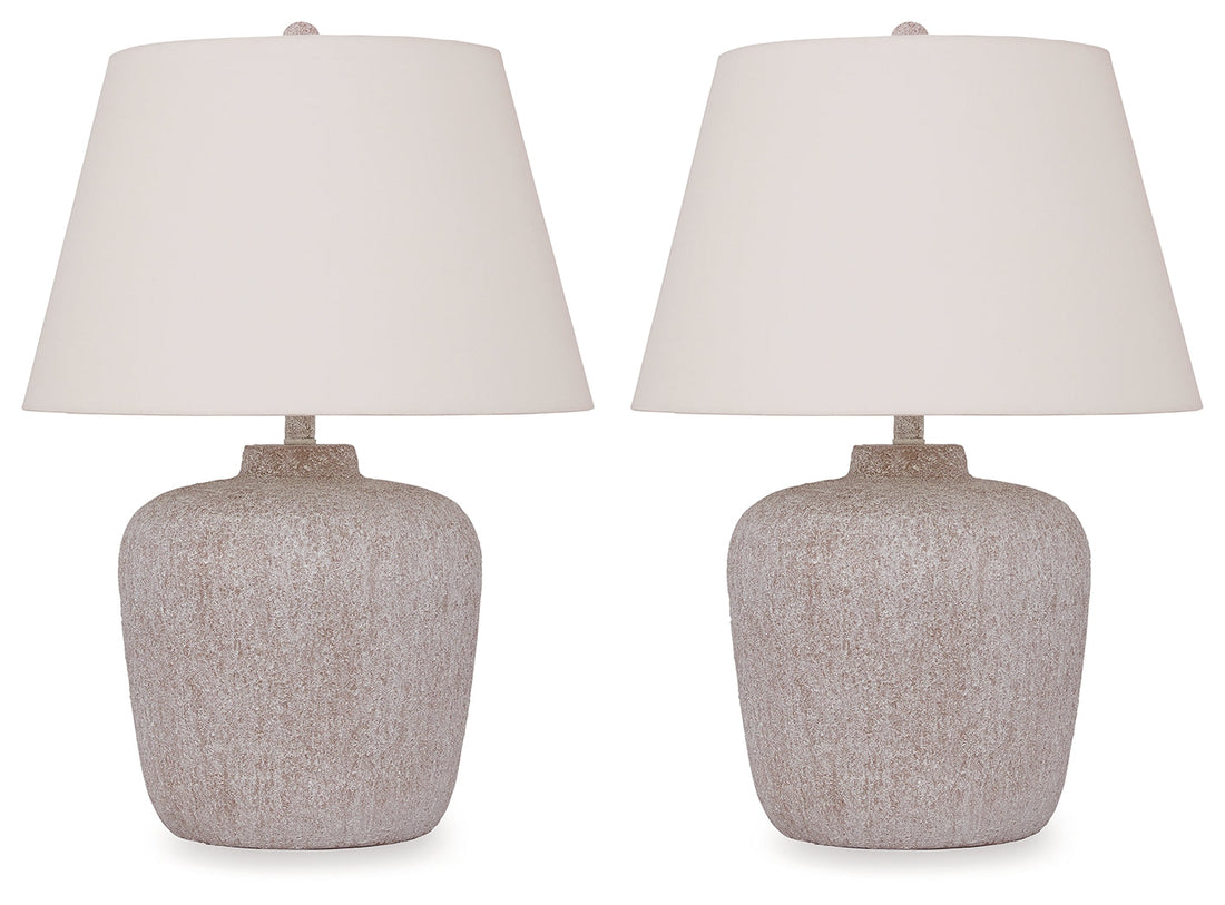 Danry 2-Piece Table Lamp Set in Distressed Cream - PKG016436