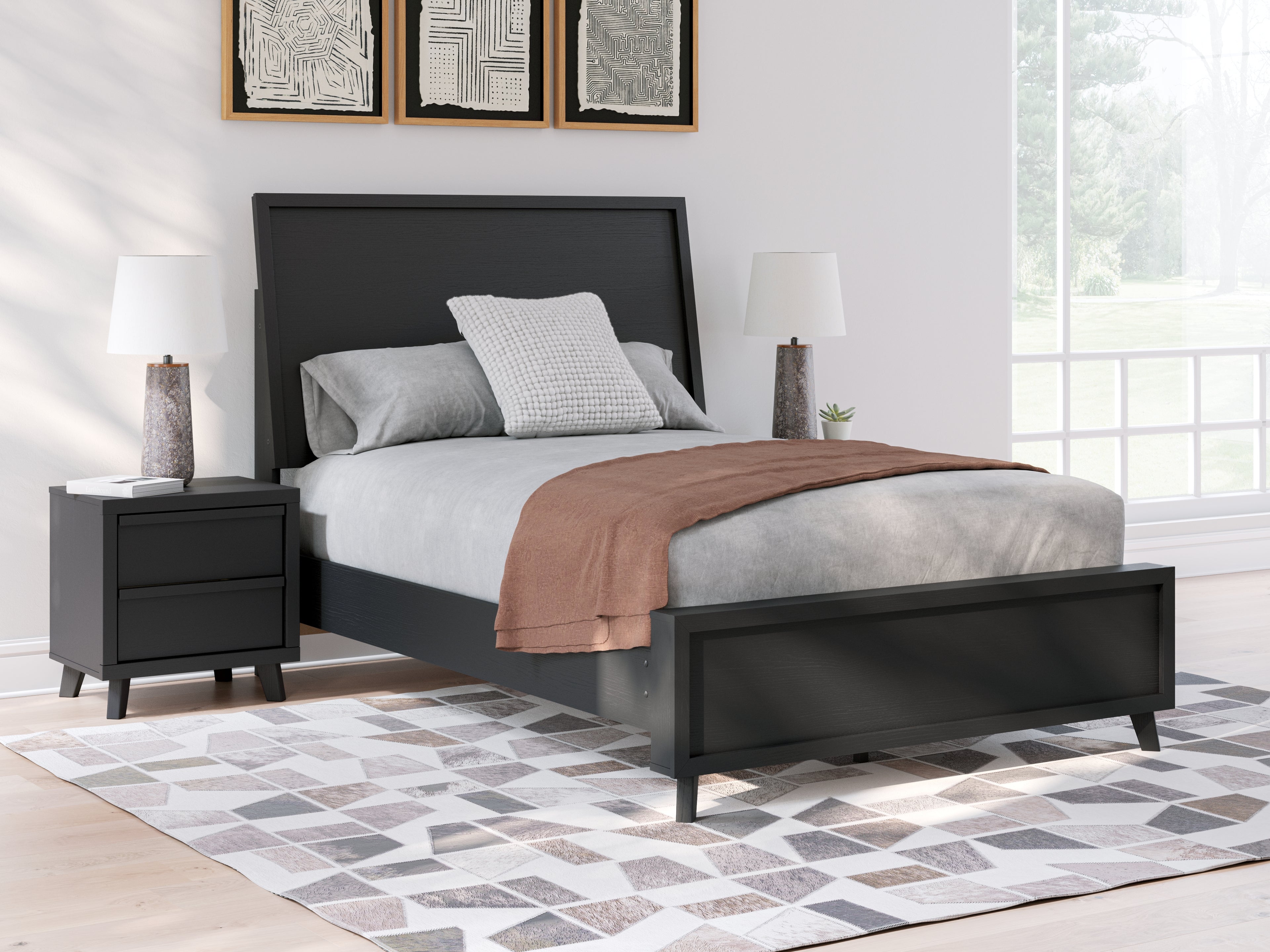 Danziar Black Full Panel Bed - B1013B20