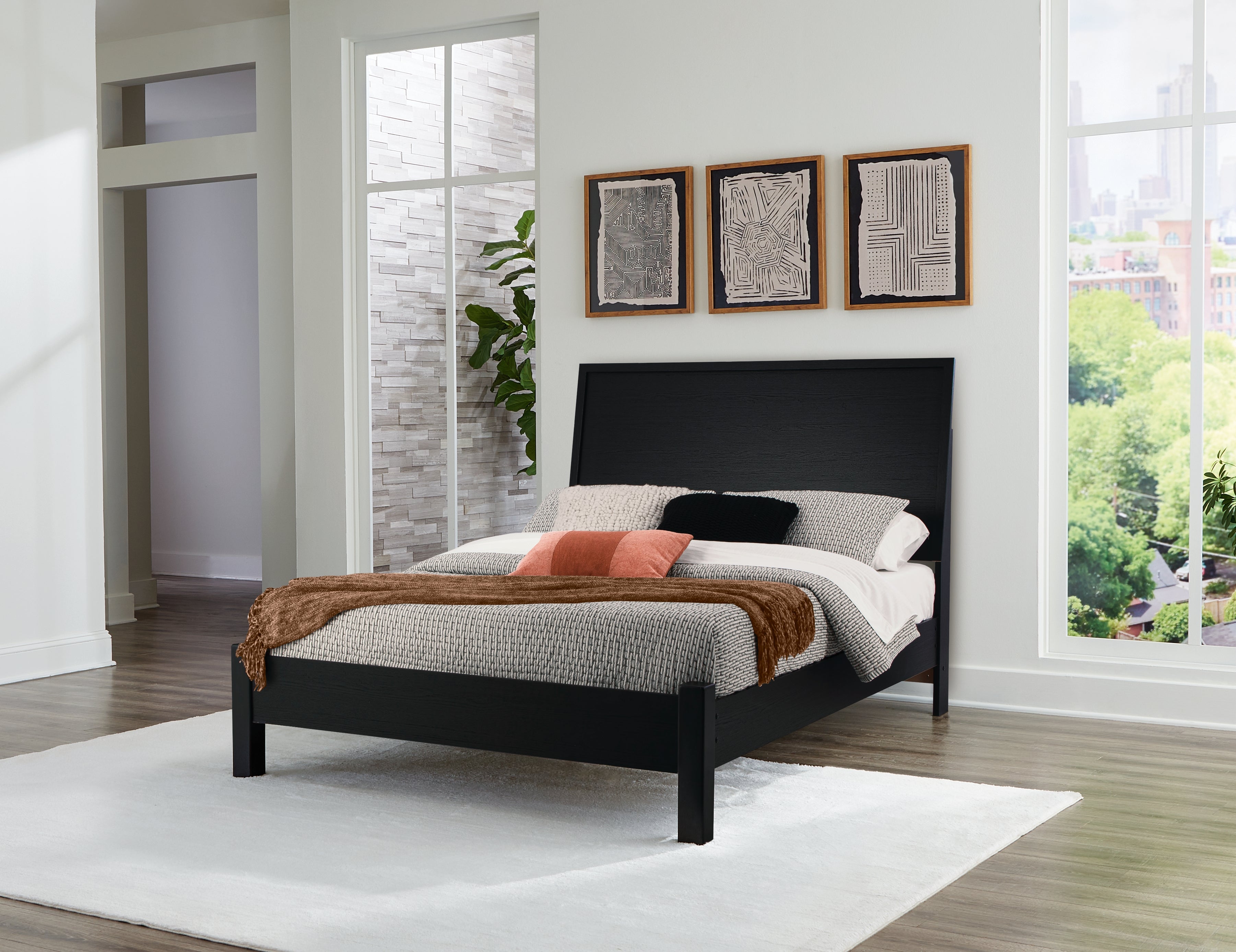 Danziar Black Full Panel Bed - B1013B25