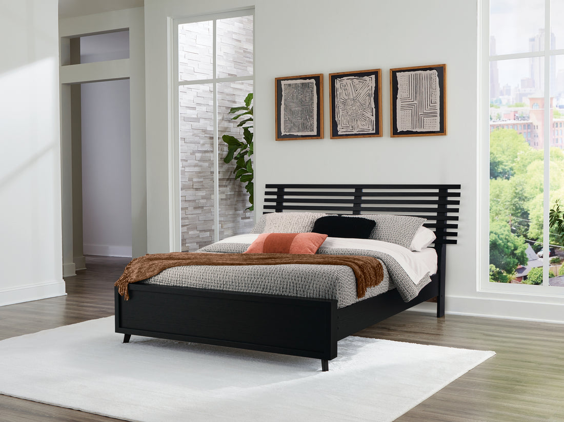 Danziar Black Full Slat Panel Bed - B1013B23