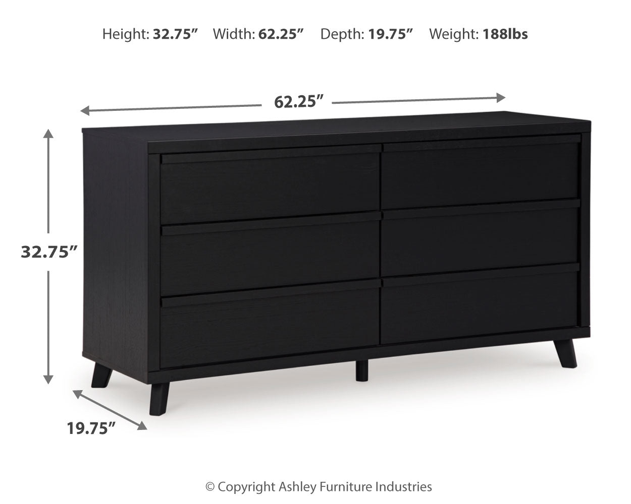 Danziar Black King Panel Bed, Dresser and 2 Nightstands - B1013B14