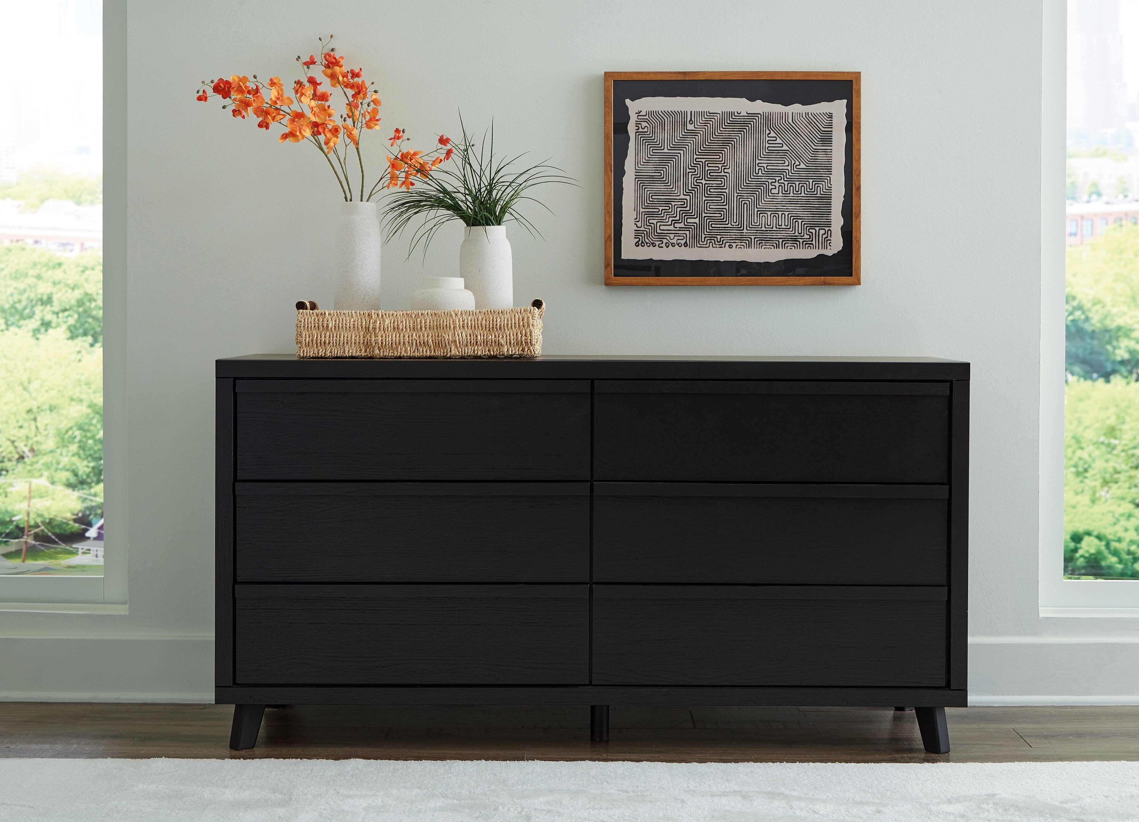 Danziar Black King Panel Bed, Dresser and 2 Nightstands - B1013B14