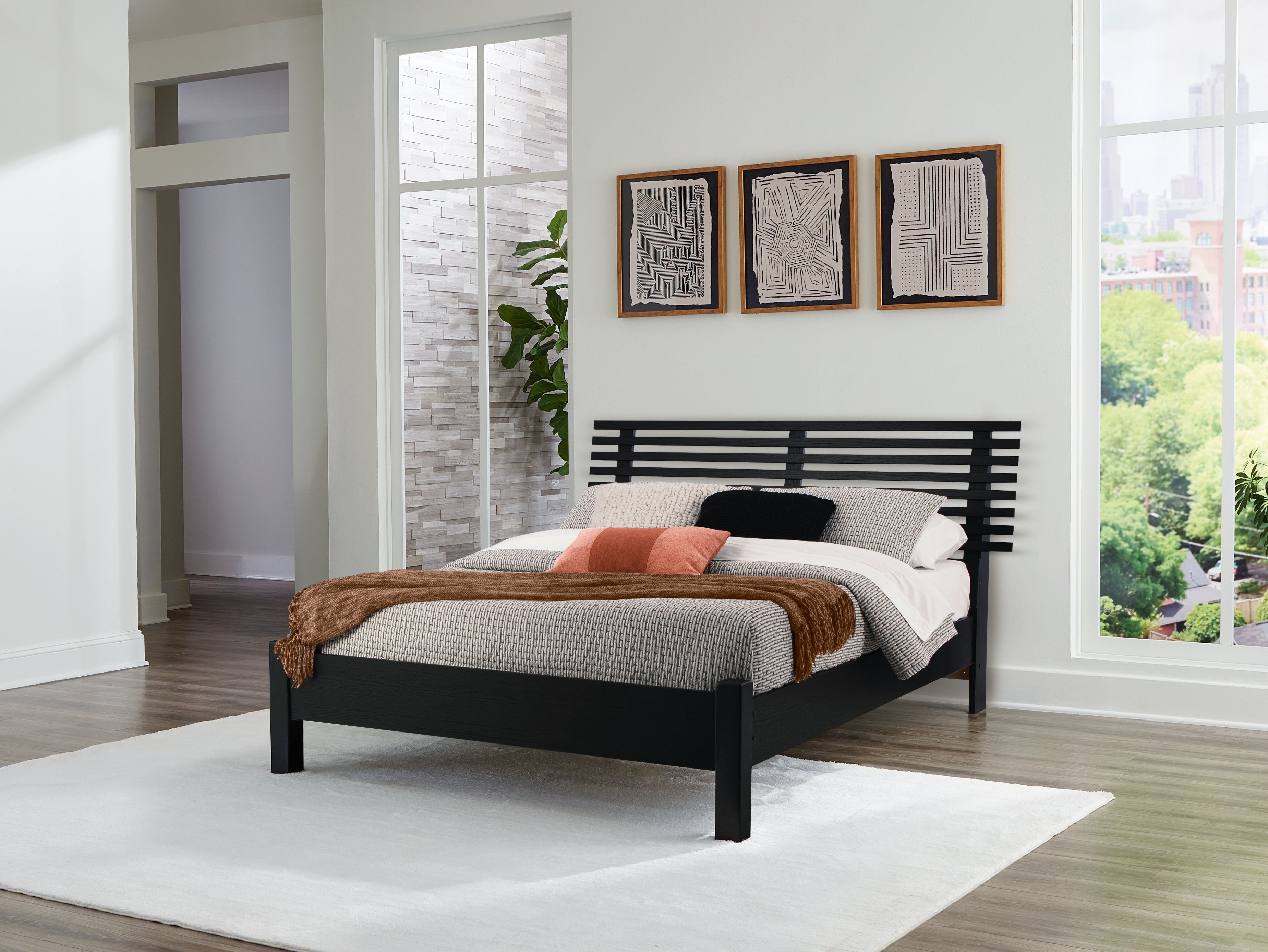 Danziar Full Panel Slat Bed, Dresser and Mirror - B1013B21