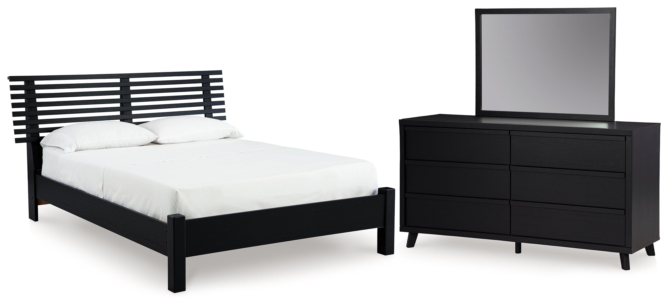 Danziar Full Panel Slat Bed, Dresser and Mirror - B1013B21